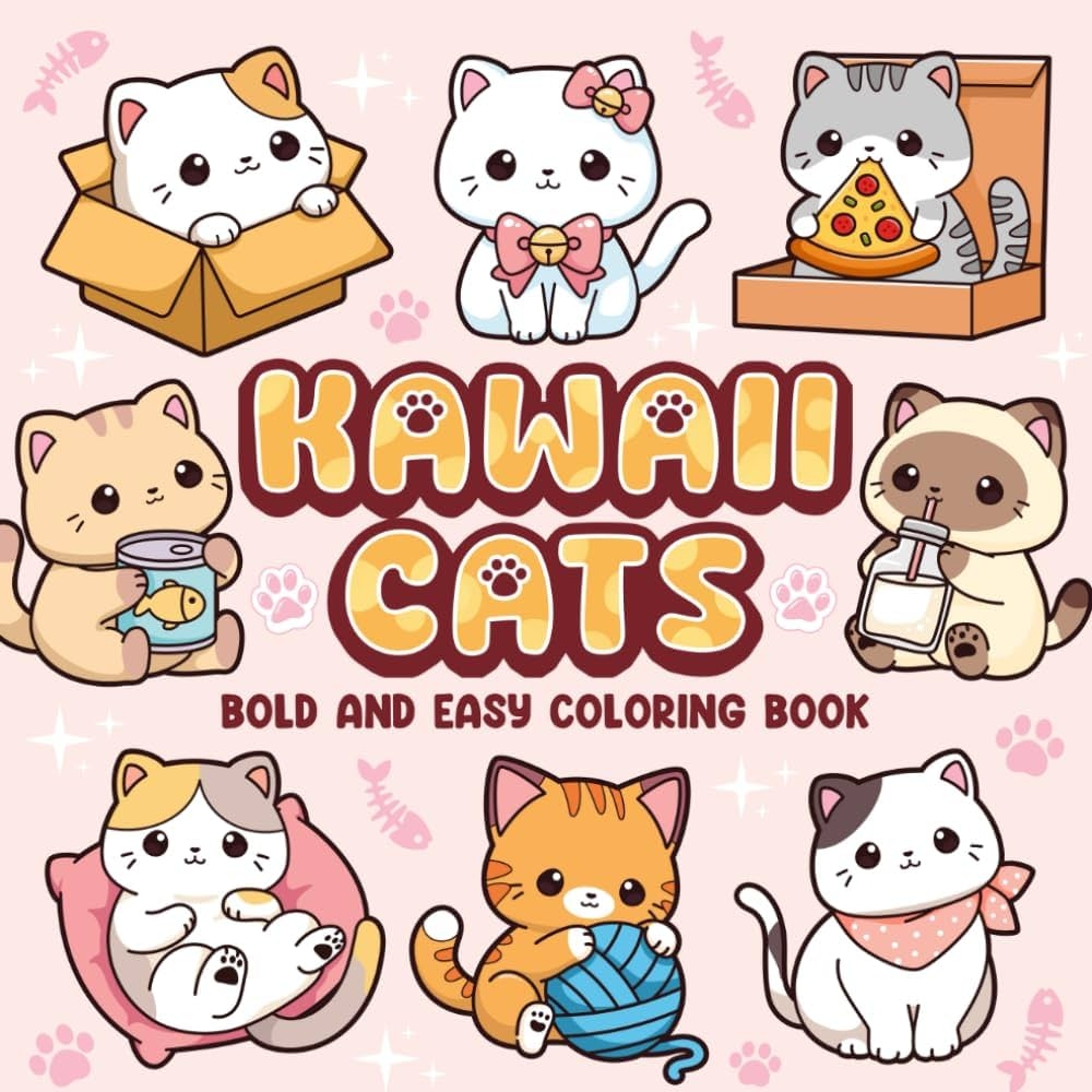 Amazon Kawaii Cats Bold And Easy Coloring Book Cute And Adorable Minimalist Cats Designs Simple Art Coloring Page For Kids And Adults 9798337638621 Leriza May Books