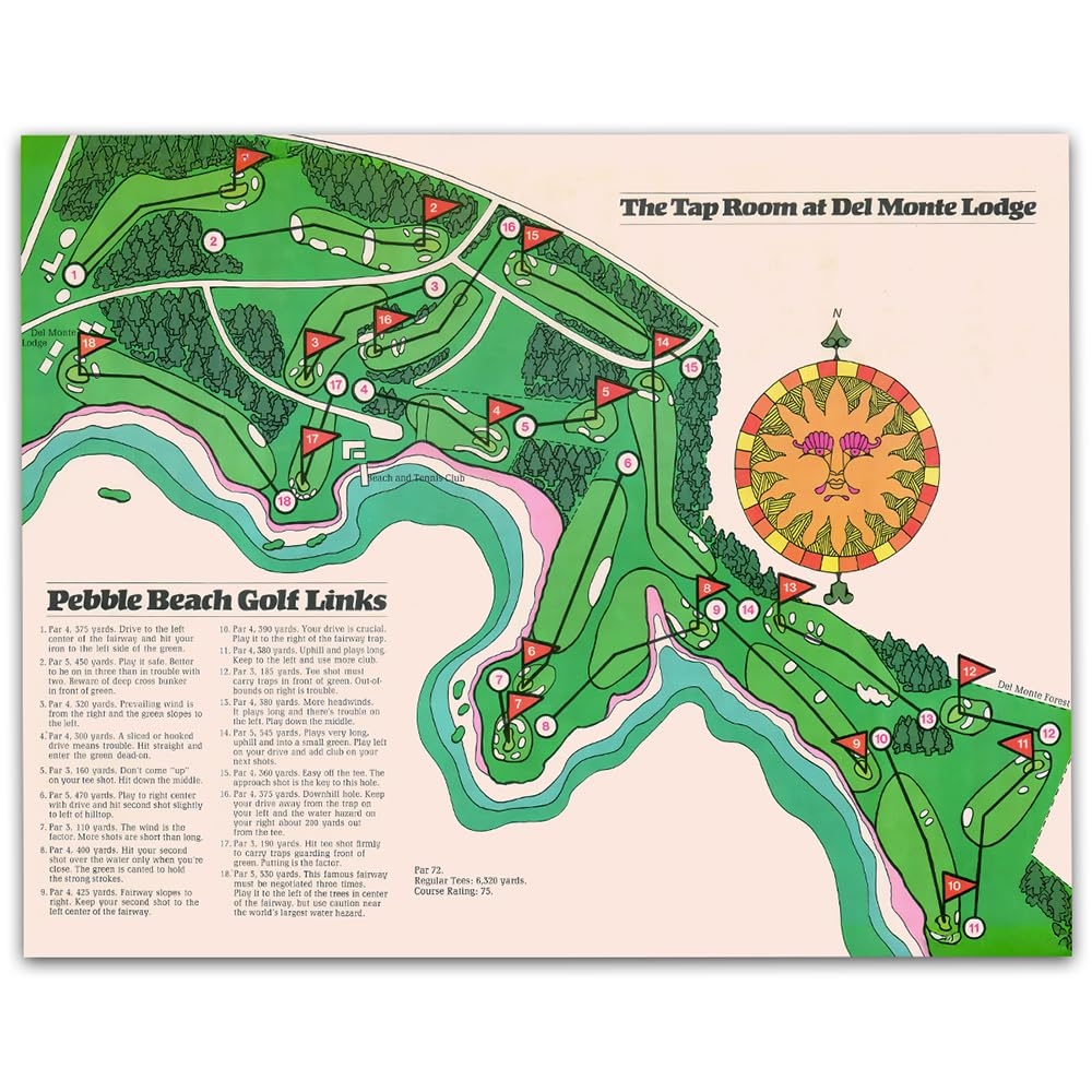 Amazon Lone Star Art 1970s Pebble Beach Golf Map Vintage Golf Course 28x36 Unframed Print Classic Golf Cartography Print Golf Office Decor Man Cave Decor Golf Enthusiast Gift Pebble Beach Golf