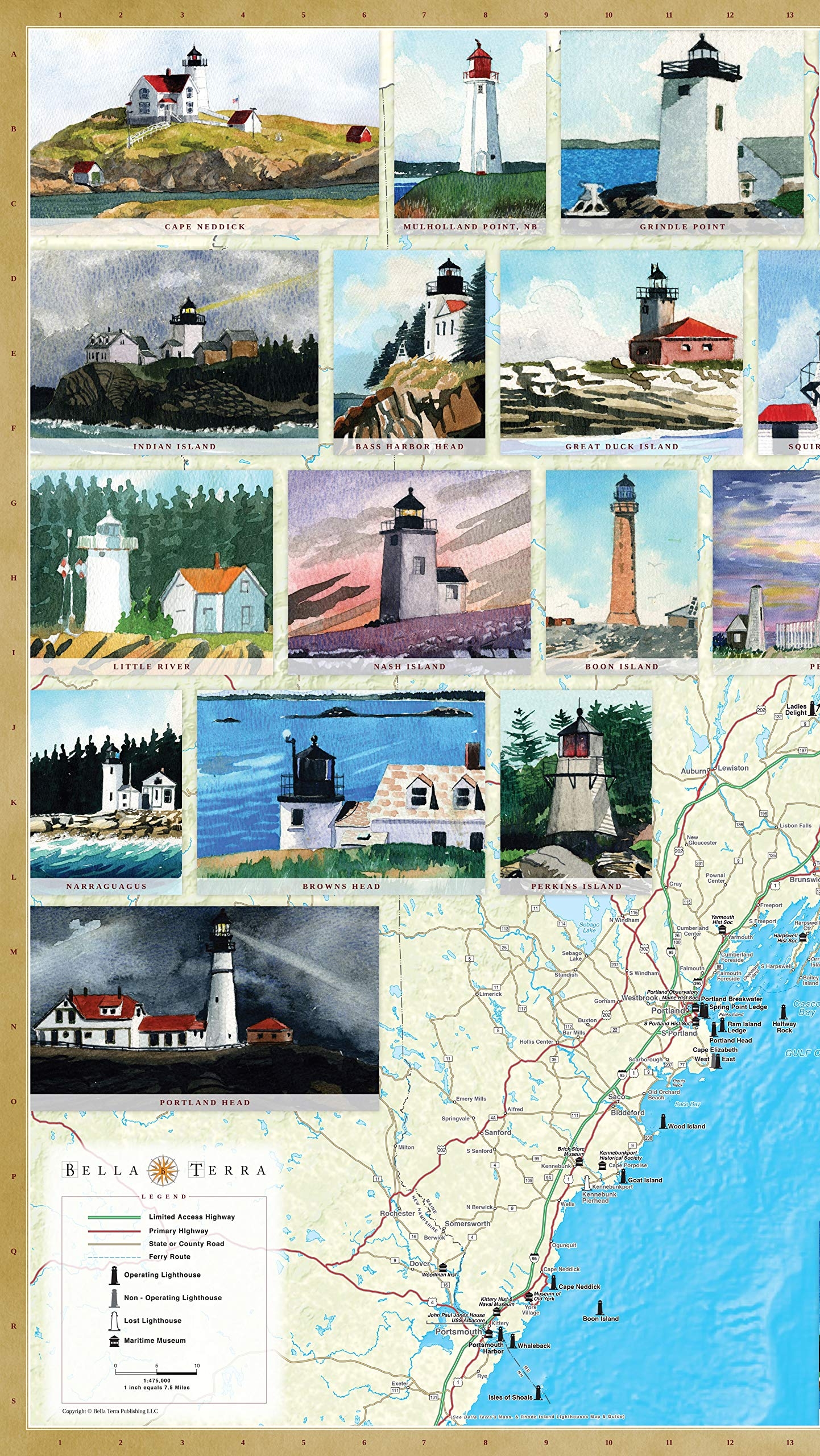 Amazon Maine Lighthouses Illustrated Map Guide Bella Stander Peter M Mason Rob Thorpe Diana Hertz Knoll Cartography Peter M Mason Rob Thorpe Diana Hertz Knoll Cartography