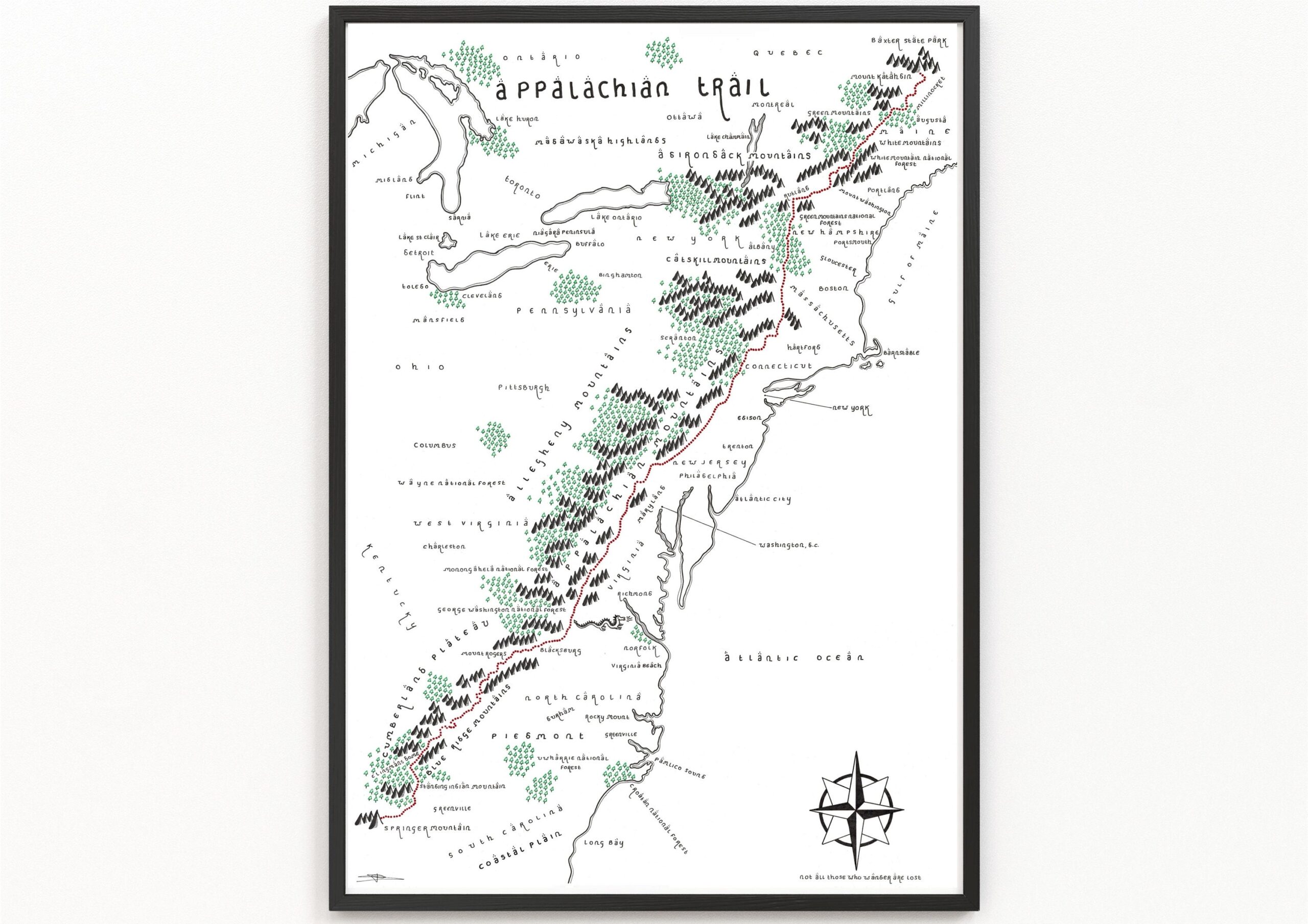 APPALACHIAN TRAIL Map Print Trail Map Minimalist Map Art Wall Art Art Print Etsy