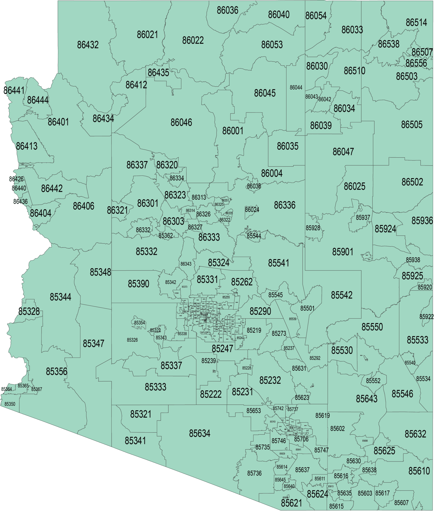 Arizona Zip Code Map Your vector maps