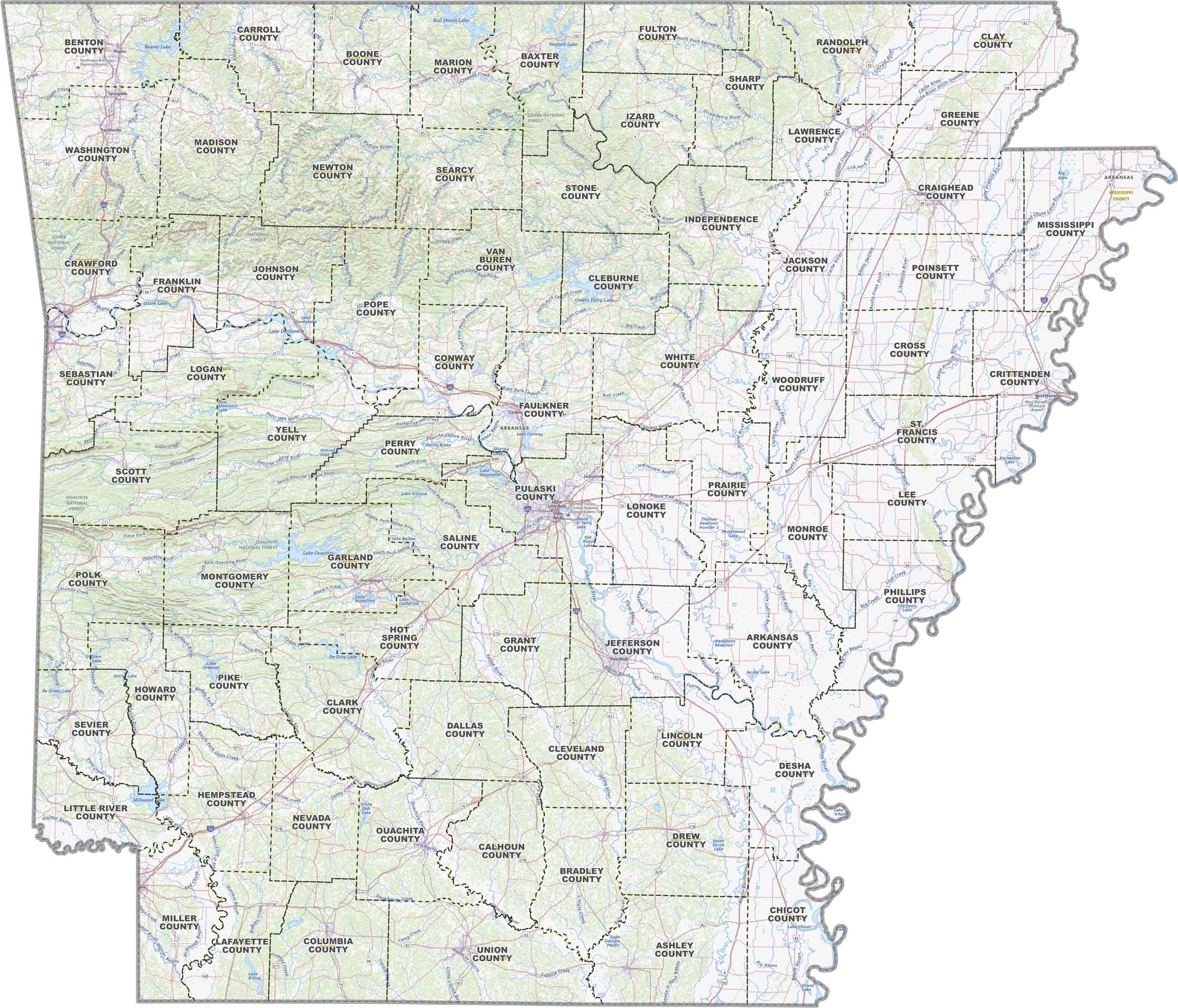 Arkansas County Map US County Maps