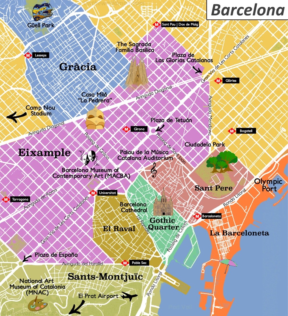 Barcelona Tourist Attractions Map Ontheworldmap