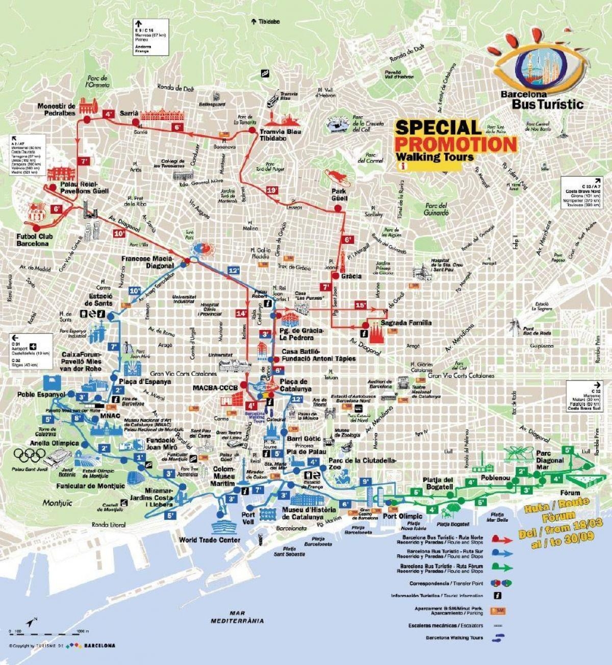 Barcelona Walking Map Walking Barcelona Map Catalonia Spain 