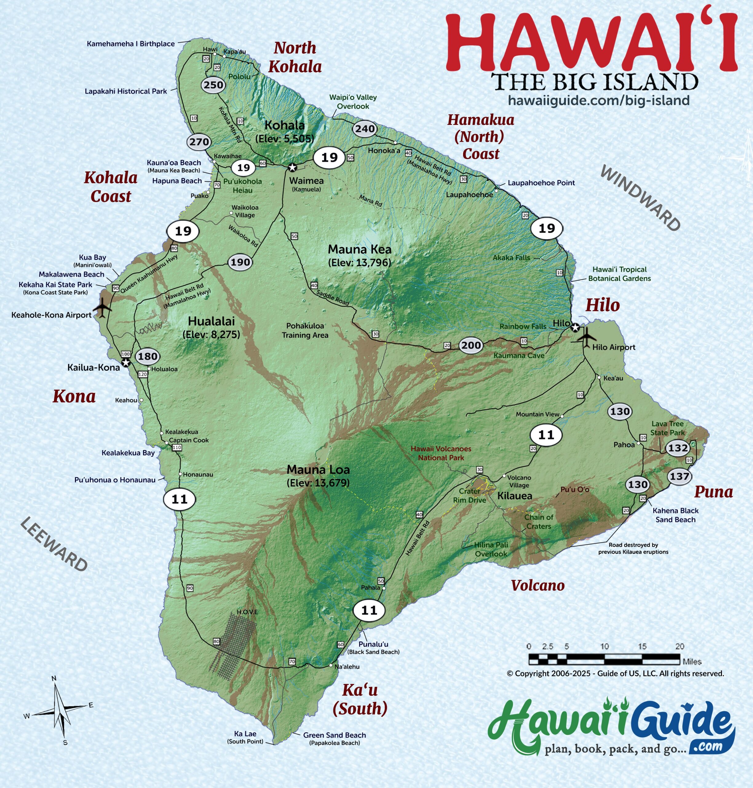 Big Island Hawaii Maps With Printable Road Map Hawaii Guide
