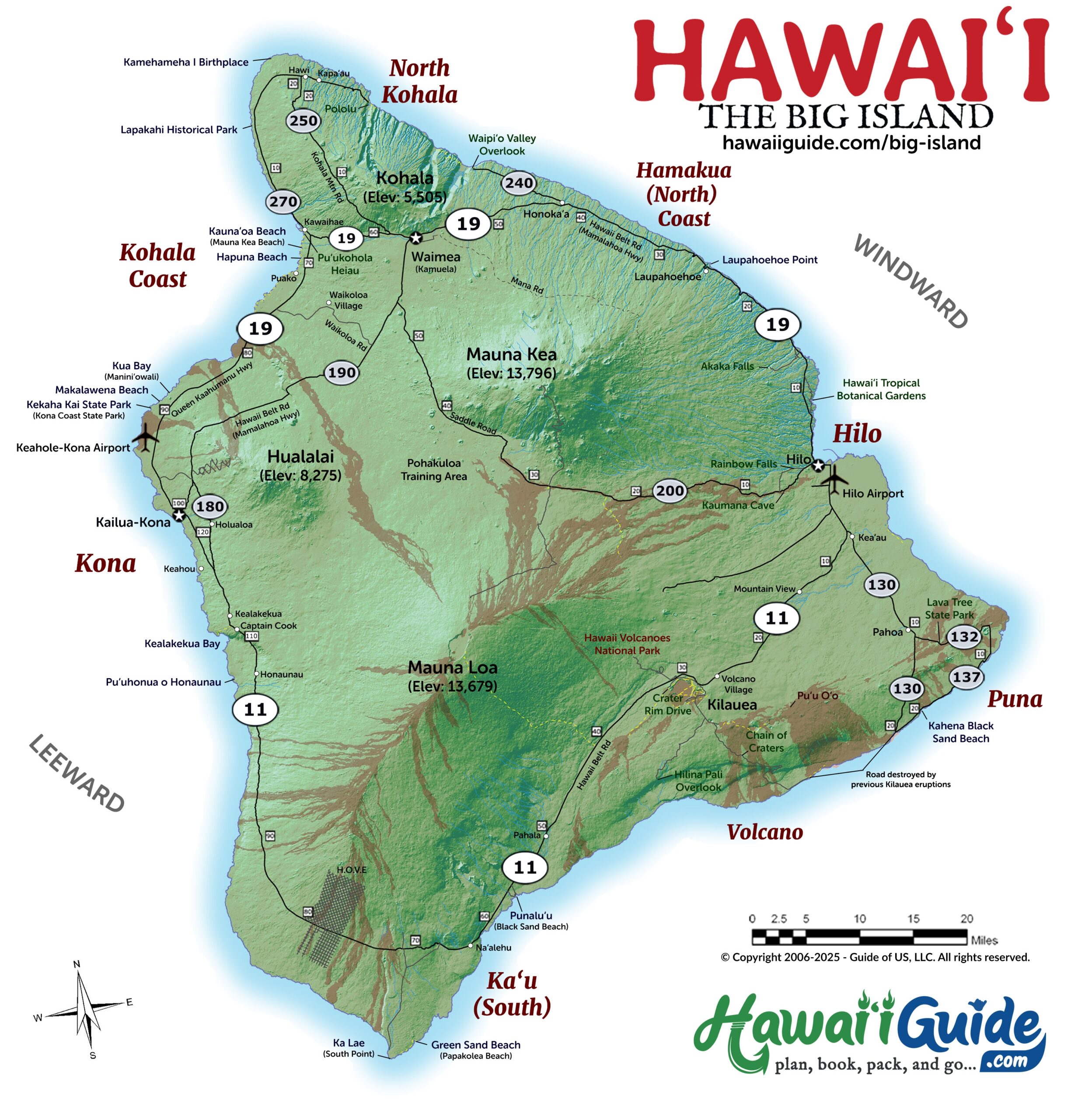 Big Island Hawaii Maps With Printable Road Map Hawaii Guide