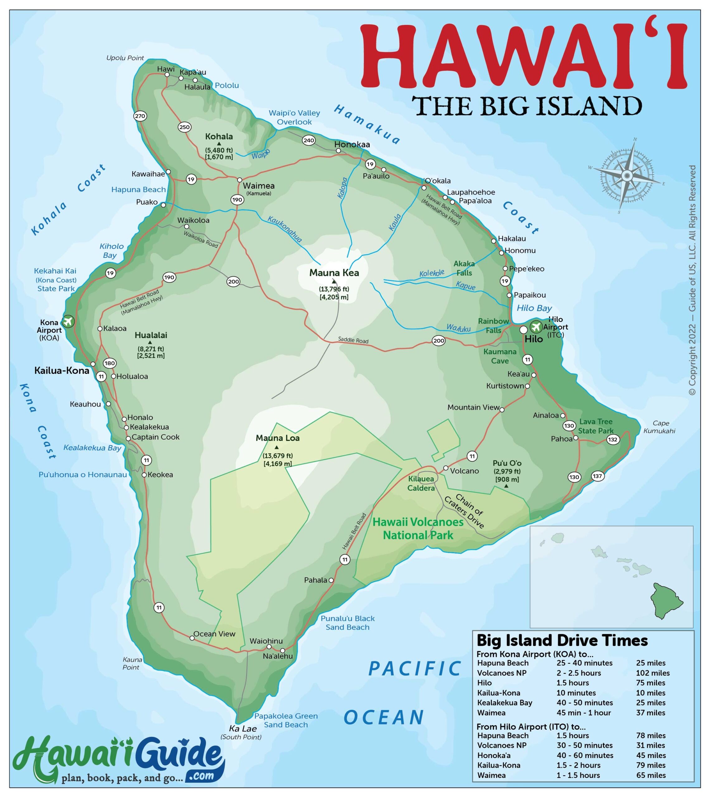 Big Island Hawaii Maps With Printable Road Map Hawaii Guide