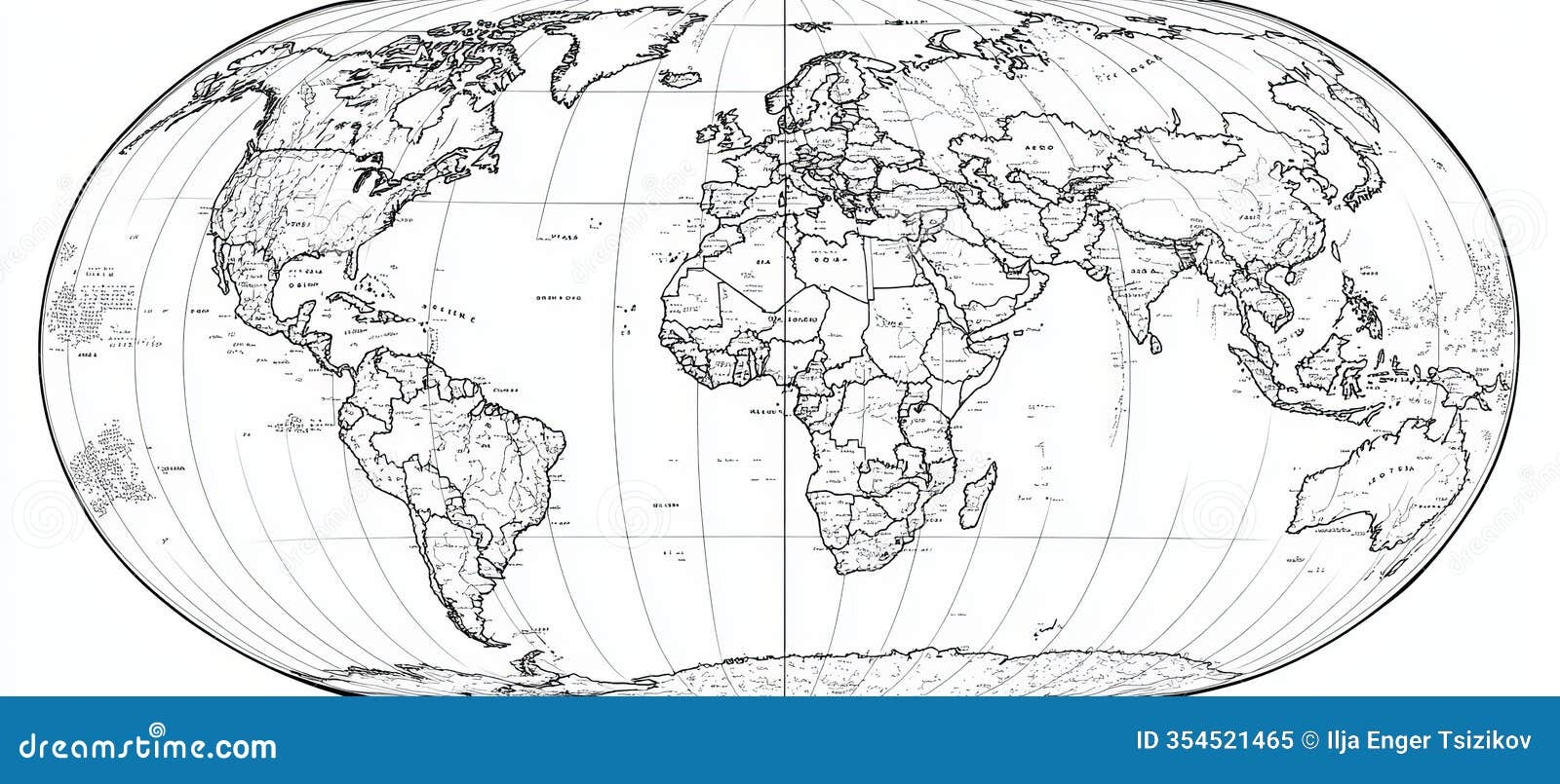 Black And White Outline Of Earth Globe Printable Illustration World Map For Educational Geography Stock Illustration Illustration Of Contour World 354521465