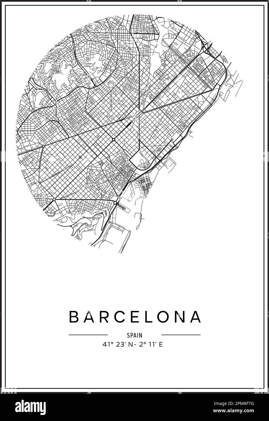 Black And White Printable Barcelona City Map Poster Design Vector Illistration Stock Vector Image Art Alamy