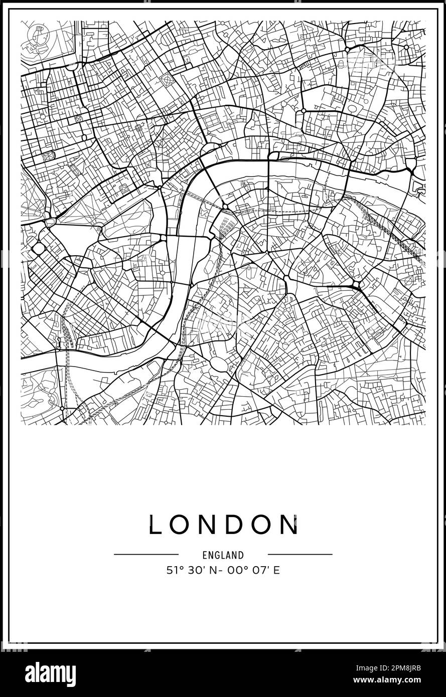 Black And White Printable London City Map Poster Design Vector Illistration Stock Vector Image Art Alamy