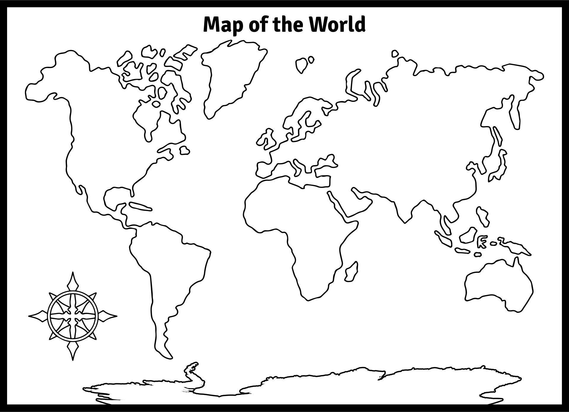 Black And White World Map 20 Free PDF Printables Printablee