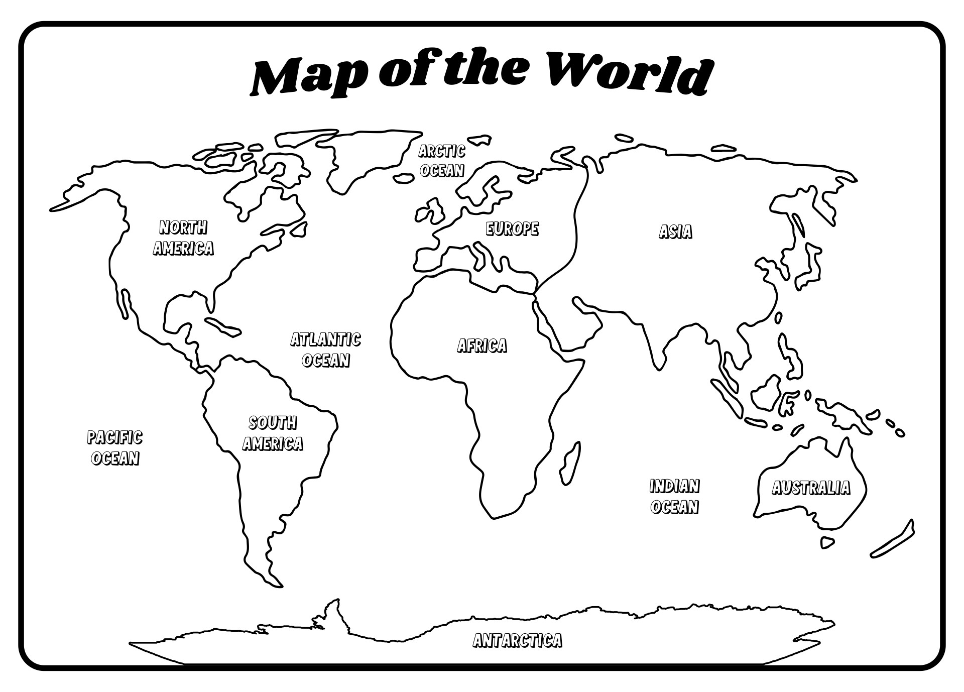 Black And White World Map 20 Free PDF Printables Printablee