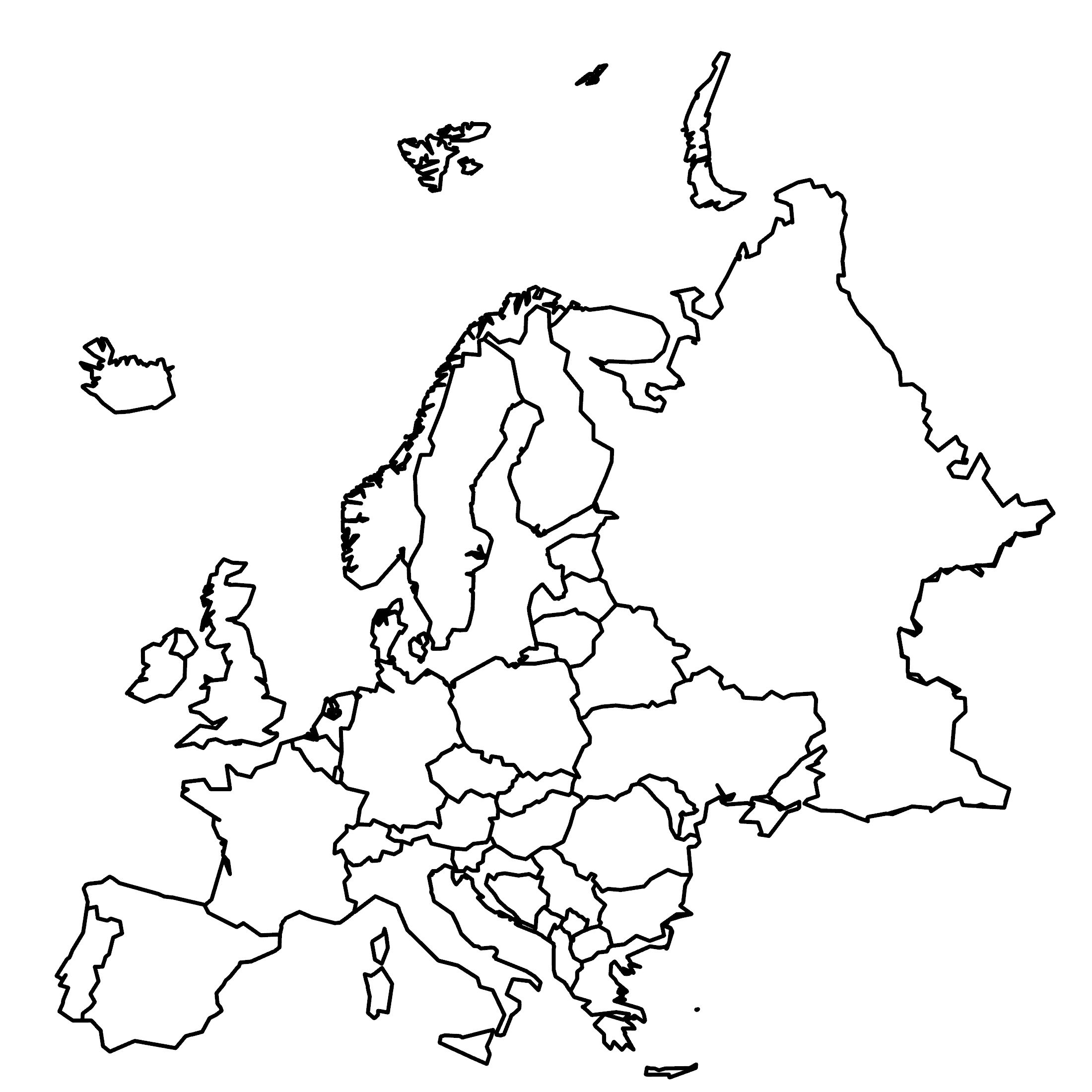 Blank Map Of Europe With Country Outlines GIS Geography Worksheets Library
