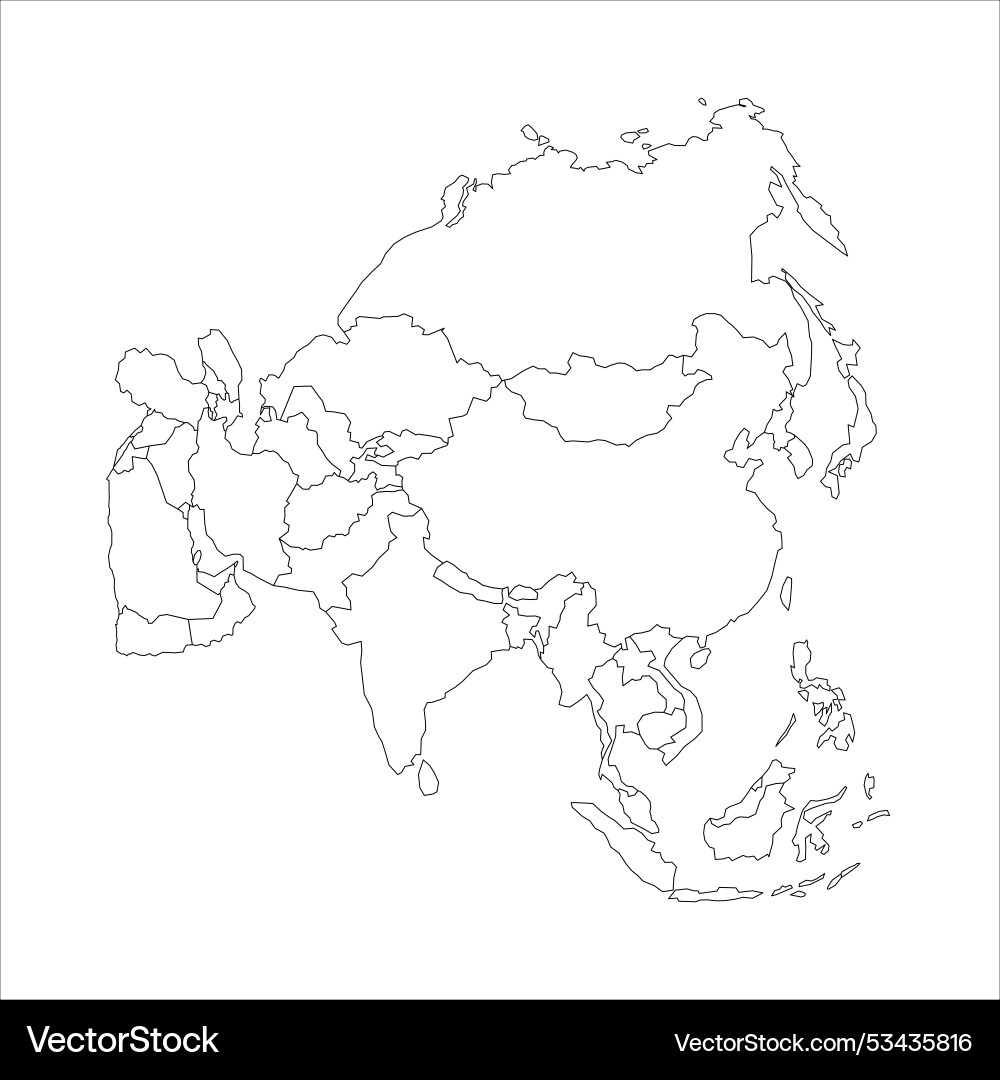 Blank Political Map Of Asia Royalty Free Vector VectorStock