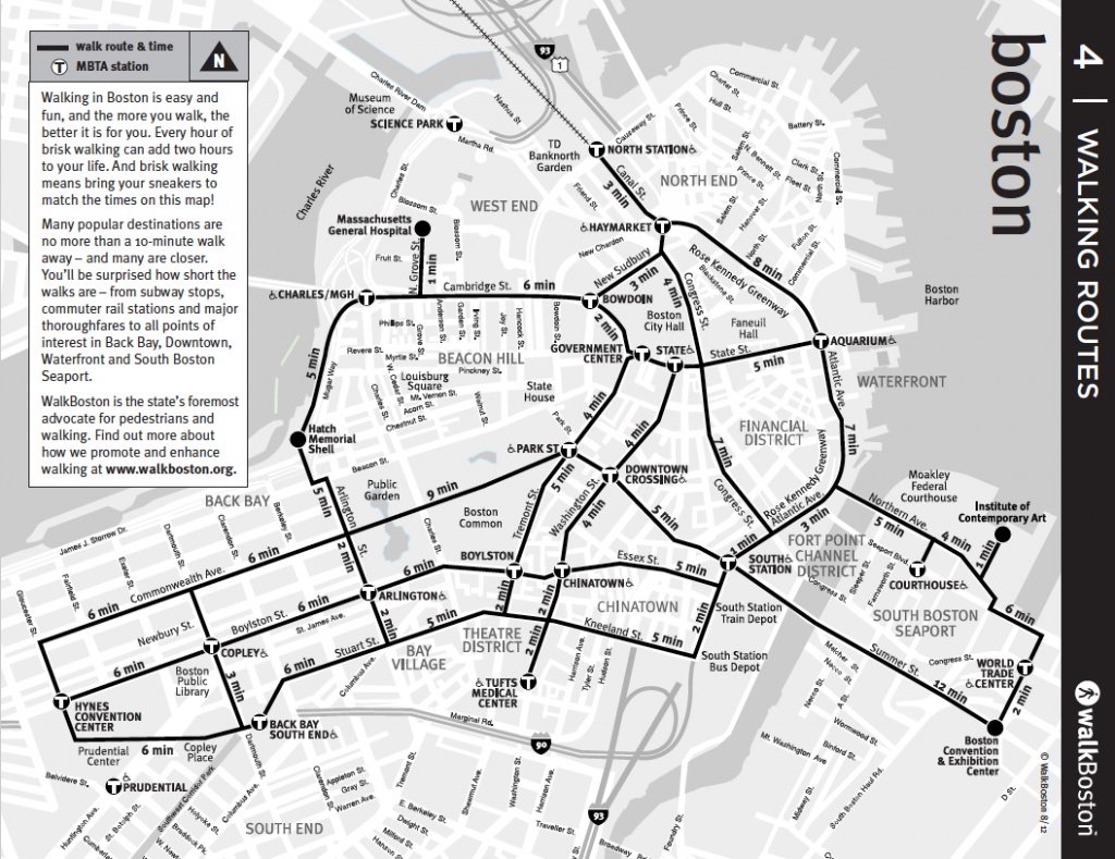 Boston City Routes And Downtown Map WalkMassachusetts