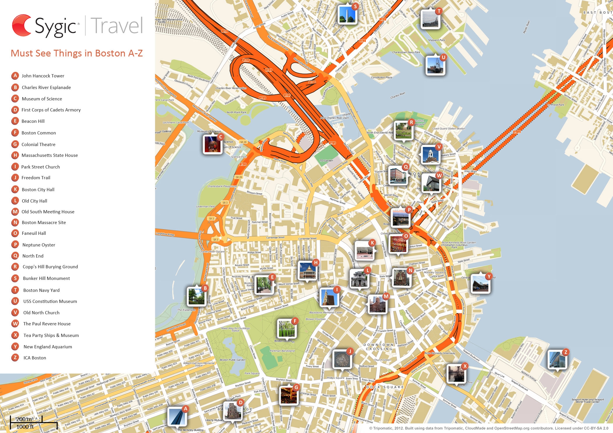 Boston Printable Tourist Map Tripomatic