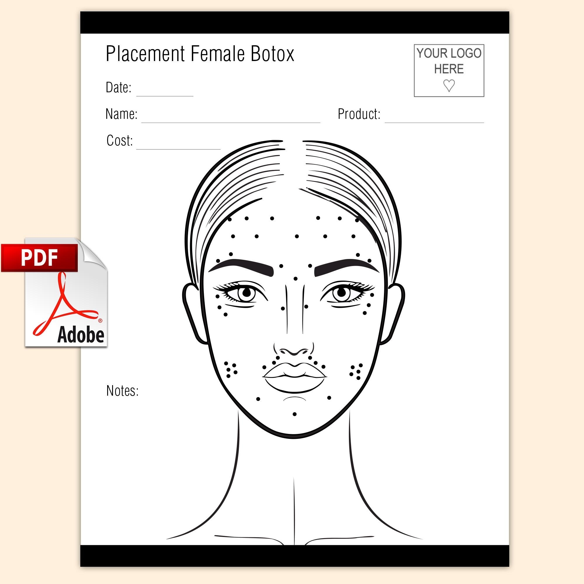 Botox Face Chart Etsy