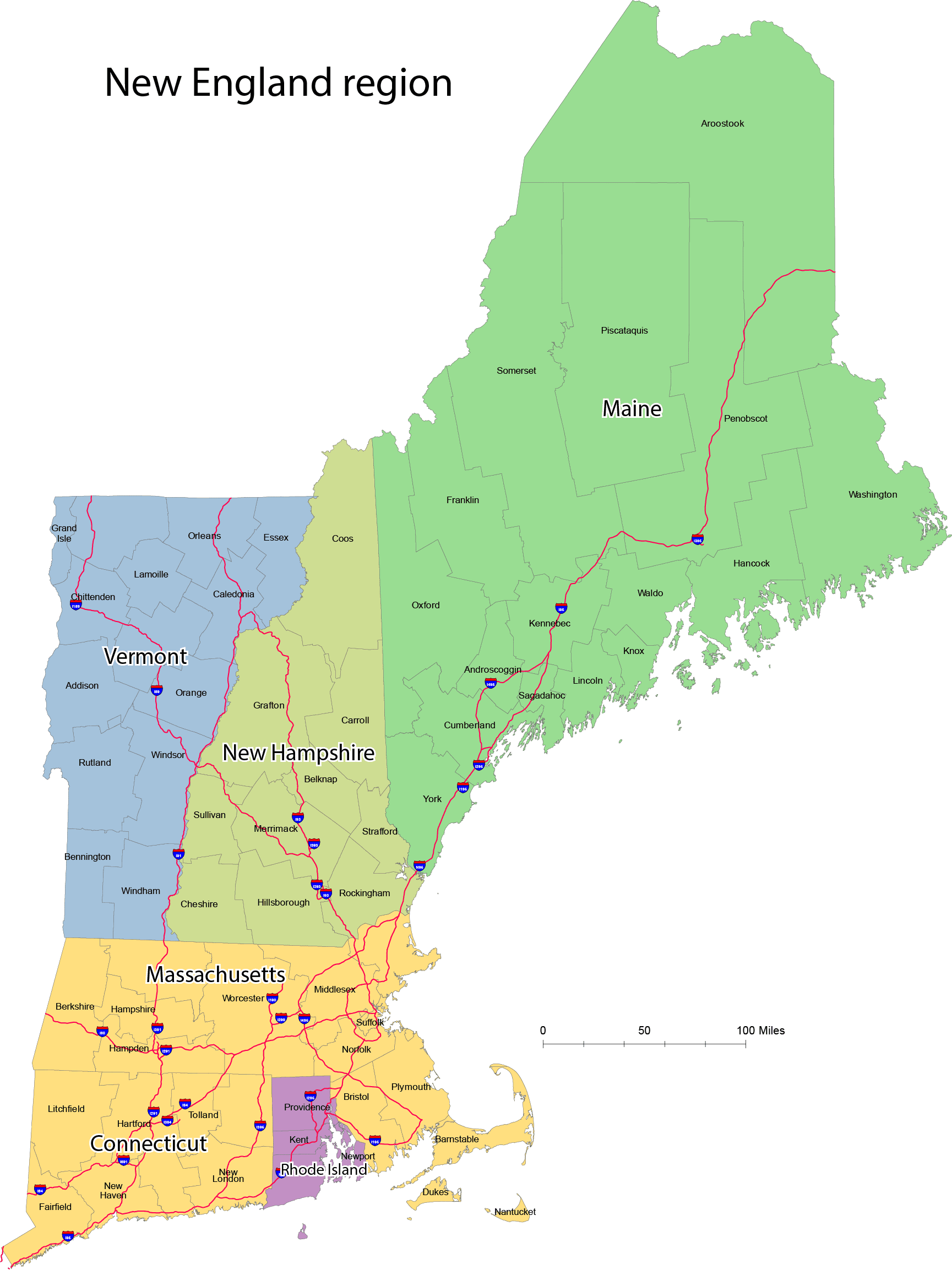 CartoCraft New England County Map Your vector maps