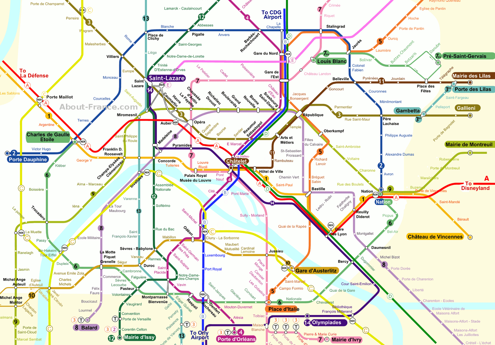 Central Paris Metro Map About France