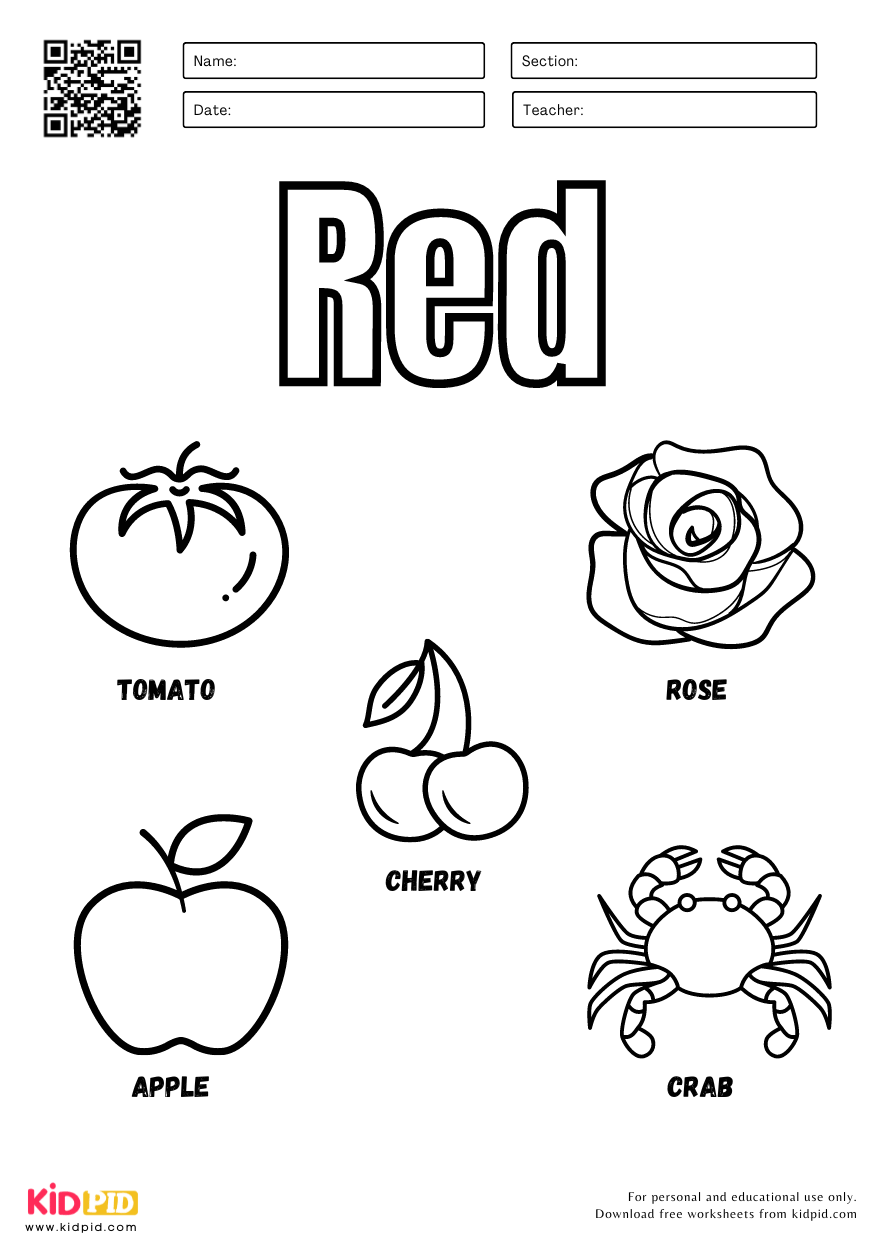 Color Recognition Kindergarten Activity Worksheet Kidpid