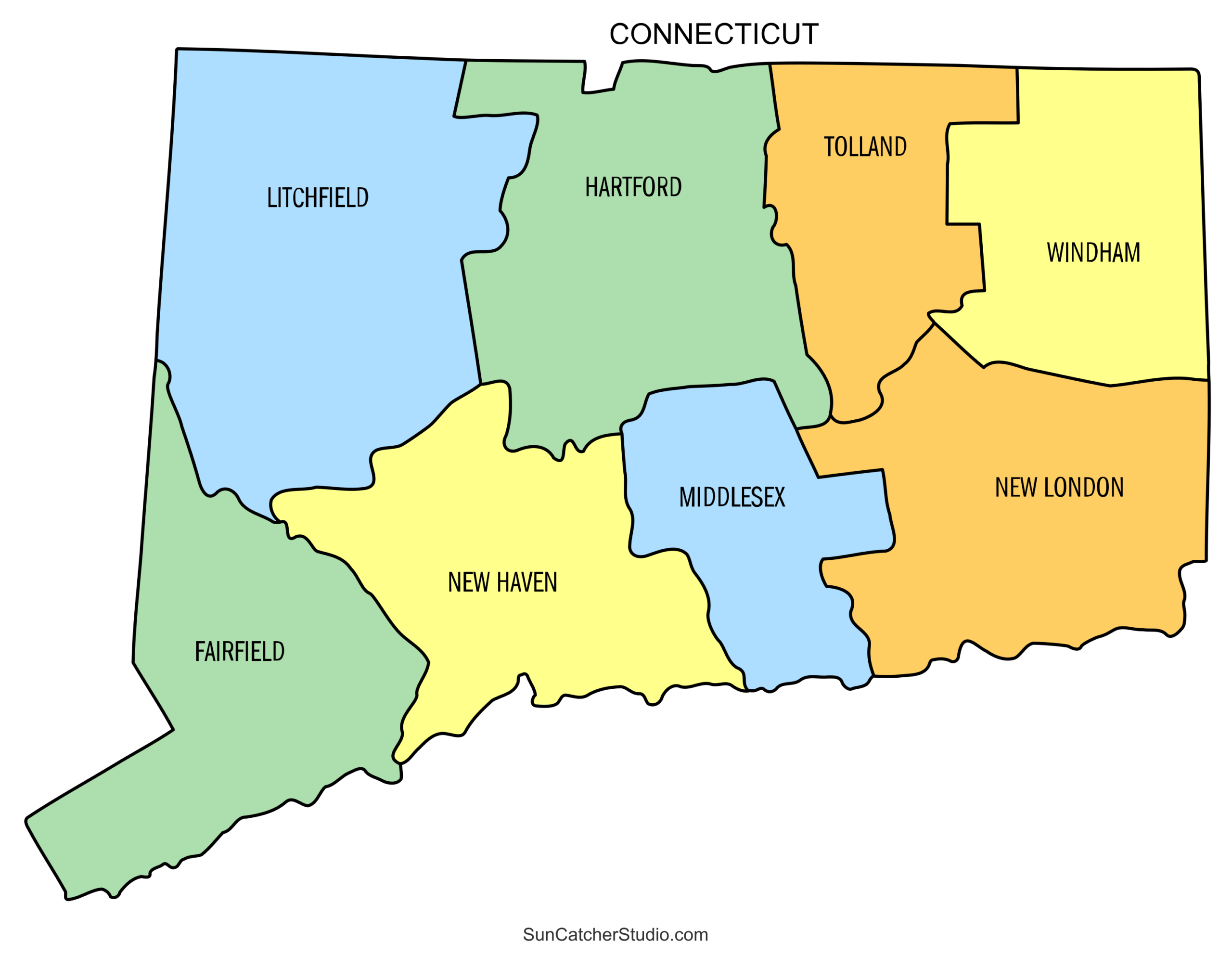 Connecticut County Map Printable State Map With County Lines Free Printables Lettering SVG Files Tools Apps
