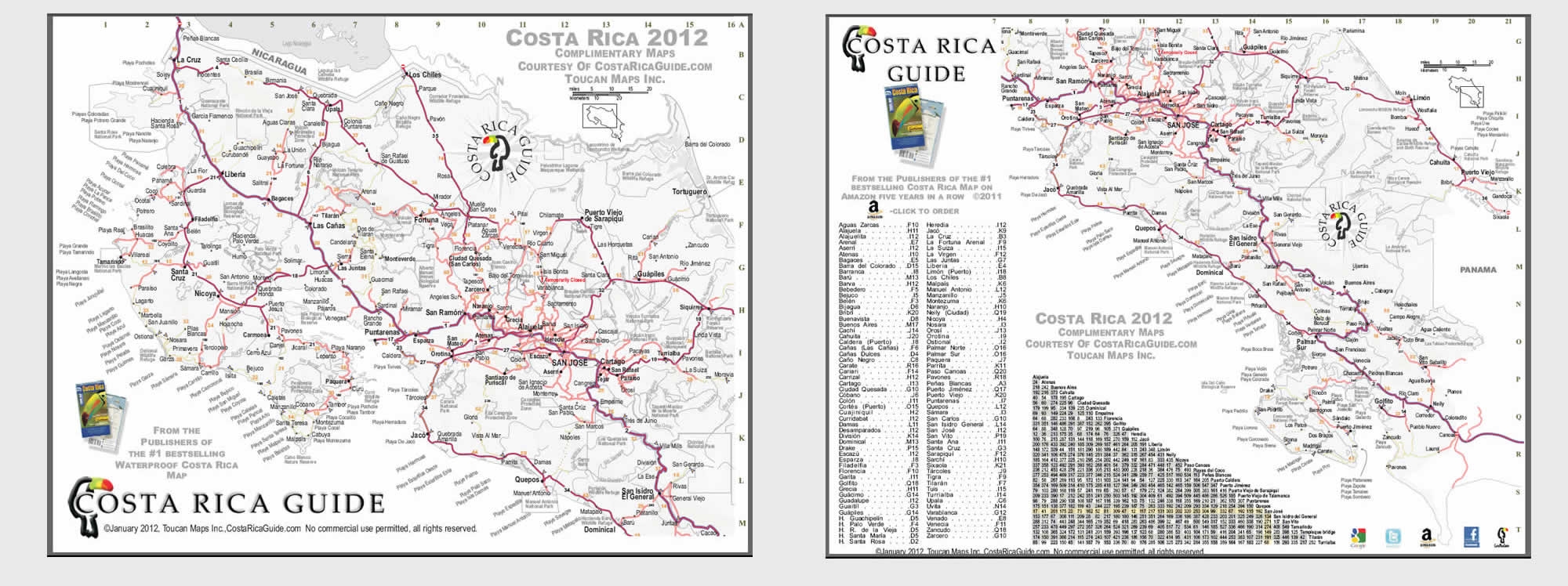 Costa Rica Map Printable PDF Download