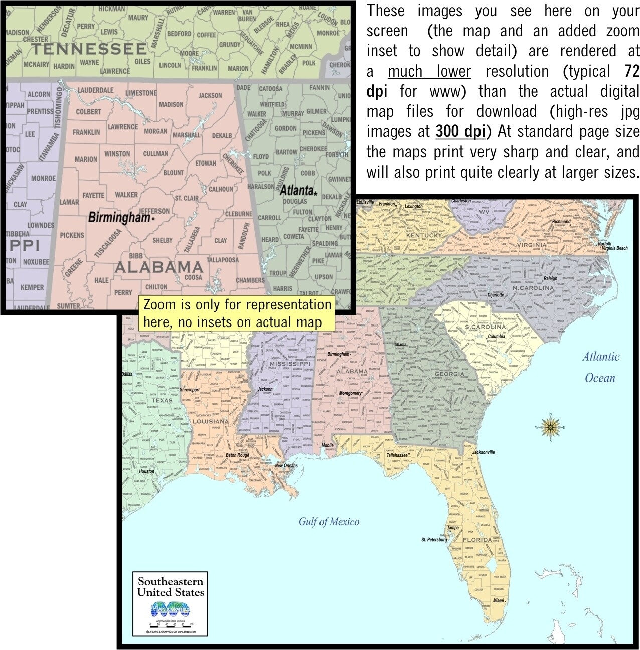 Download Map Southeast Region Color County