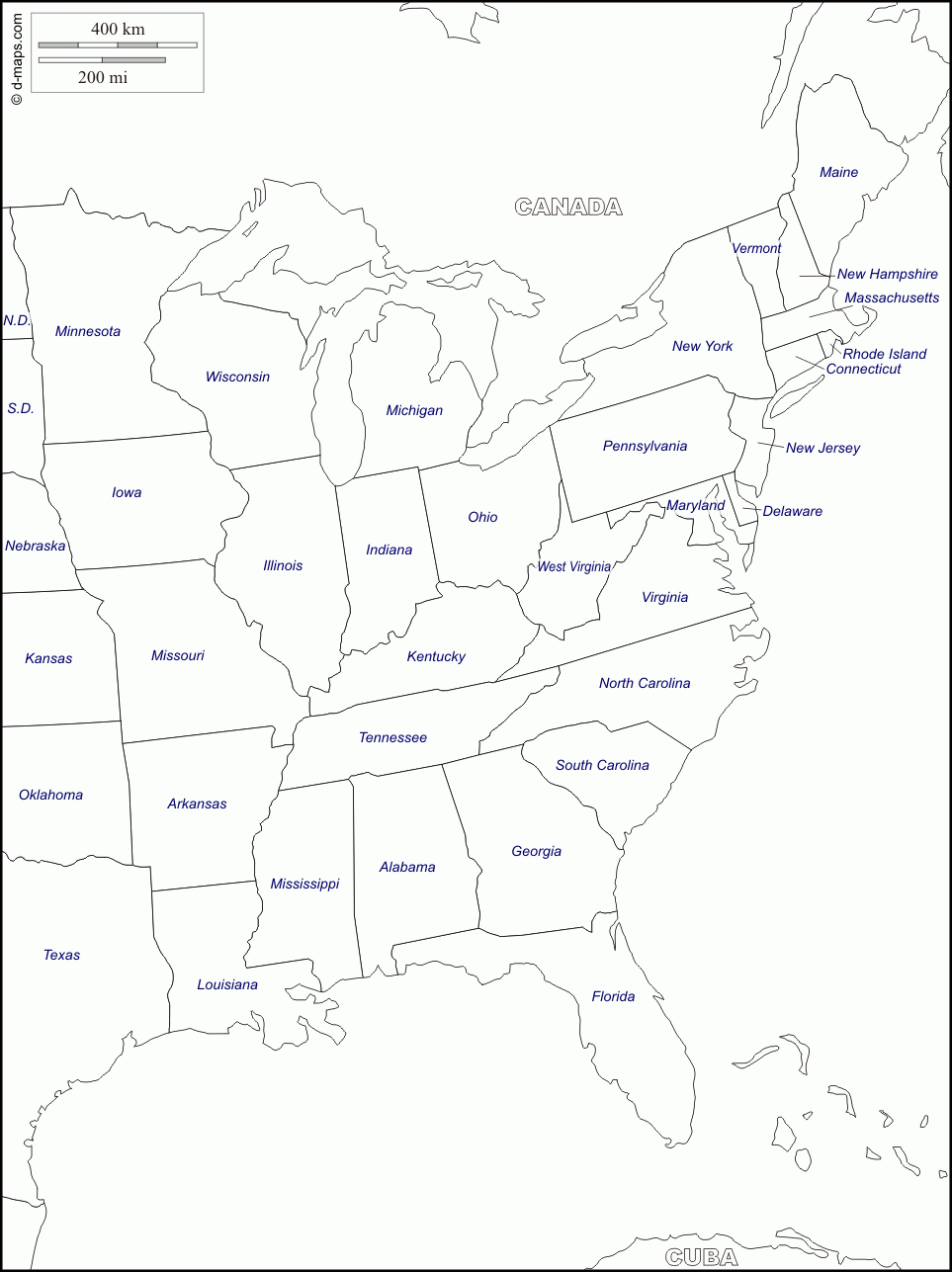East Coast Of The United States Free Map Free Blank Map Free Worksheets Library
