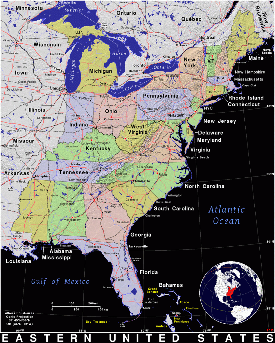 Eastern United States Public Domain Maps By PAT The Free Open Source Portable Atlas