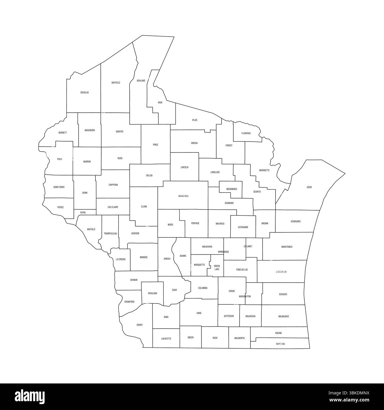 Eau Claire County Map Black And White Stock Photos Images Alamy