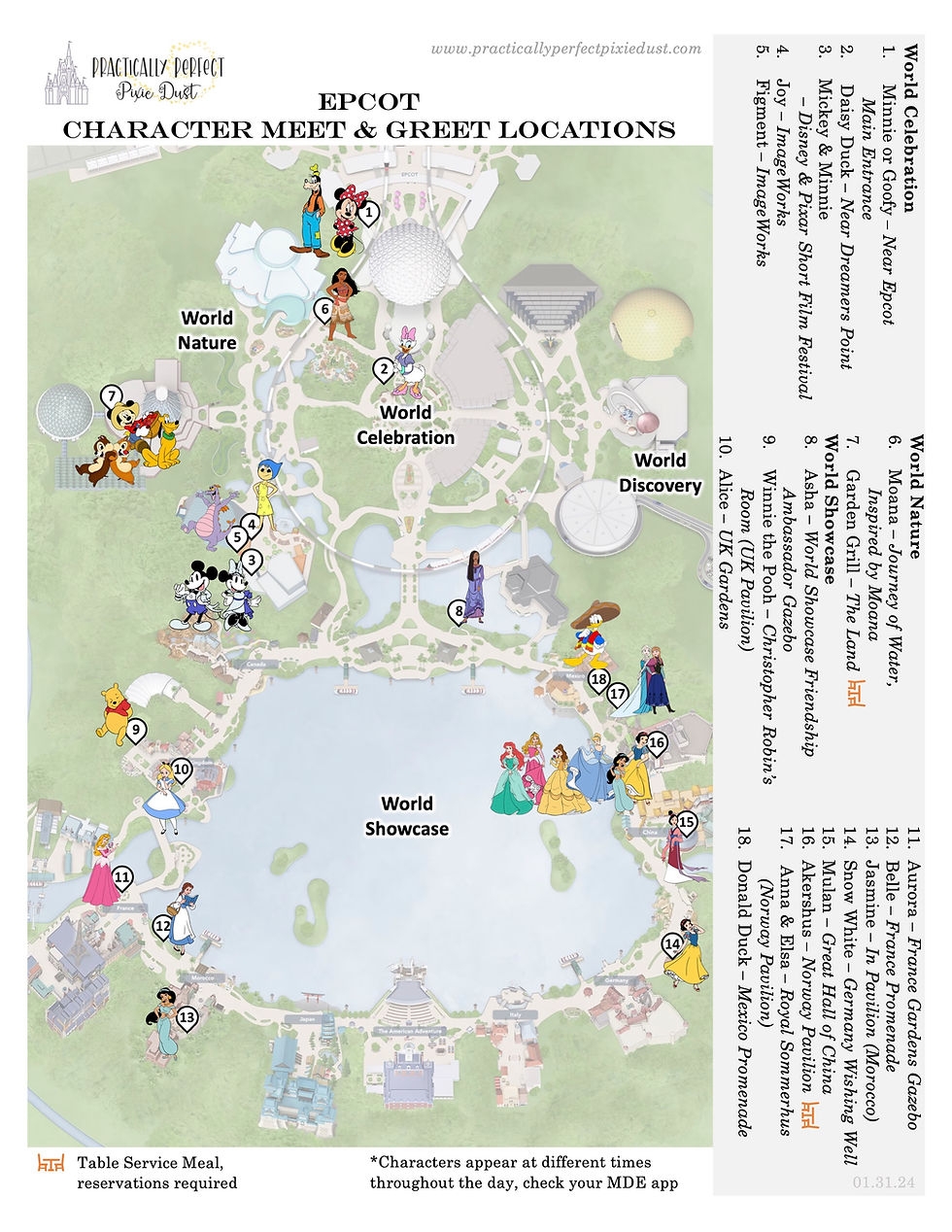 EPCOT Downloadable Cheat Sheets And Park Guide 2026 Practically Perfect Pixie Dust