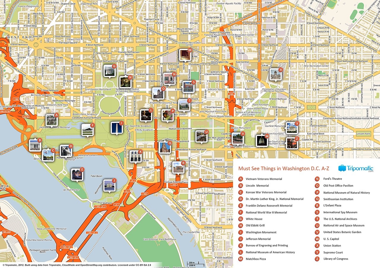 File Washington DC Printable Tourist Attractions Map jpg Wikimedia Commons