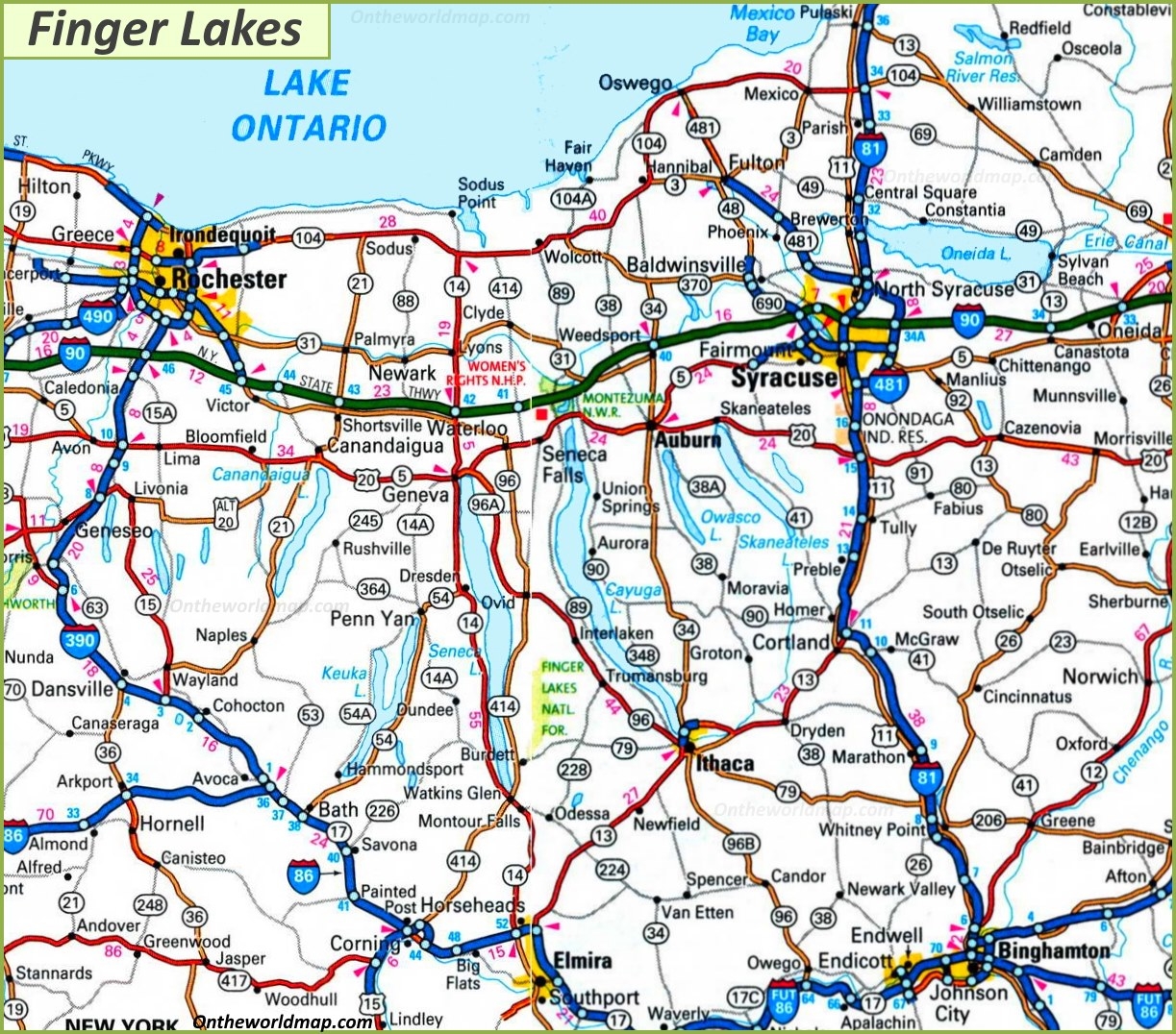 Finger Lakes Map Ontheworldmap