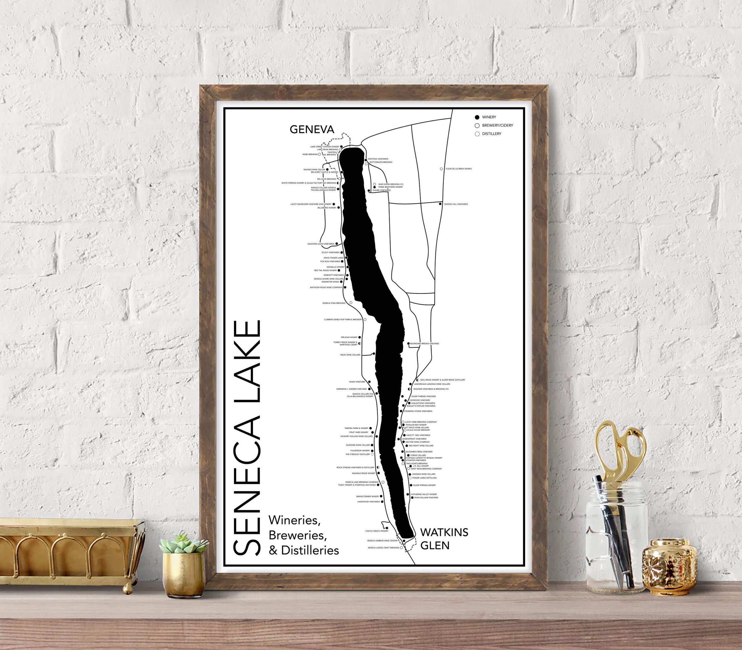 Finger Lakes Wine Map Etsy