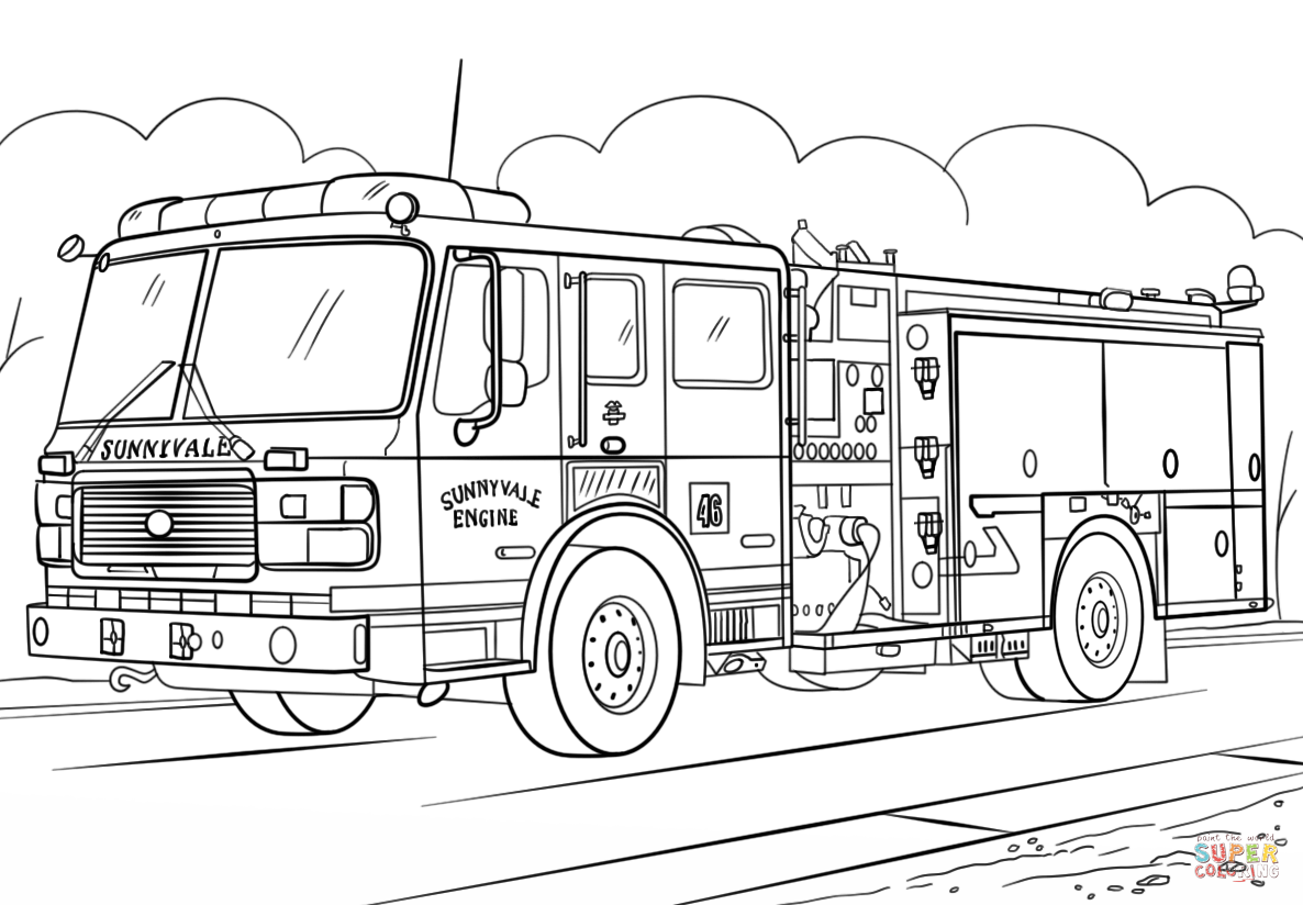 Fire Truck Coloring Page Free Printable