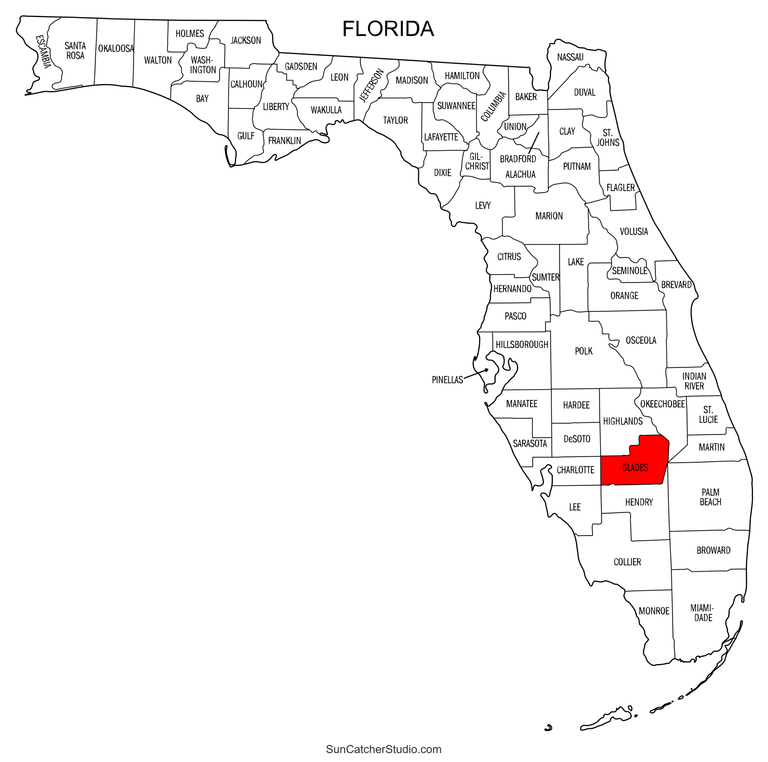 Florida County Map Printable State Map With County Lines Free Printables Lettering SVG Files Tools Apps