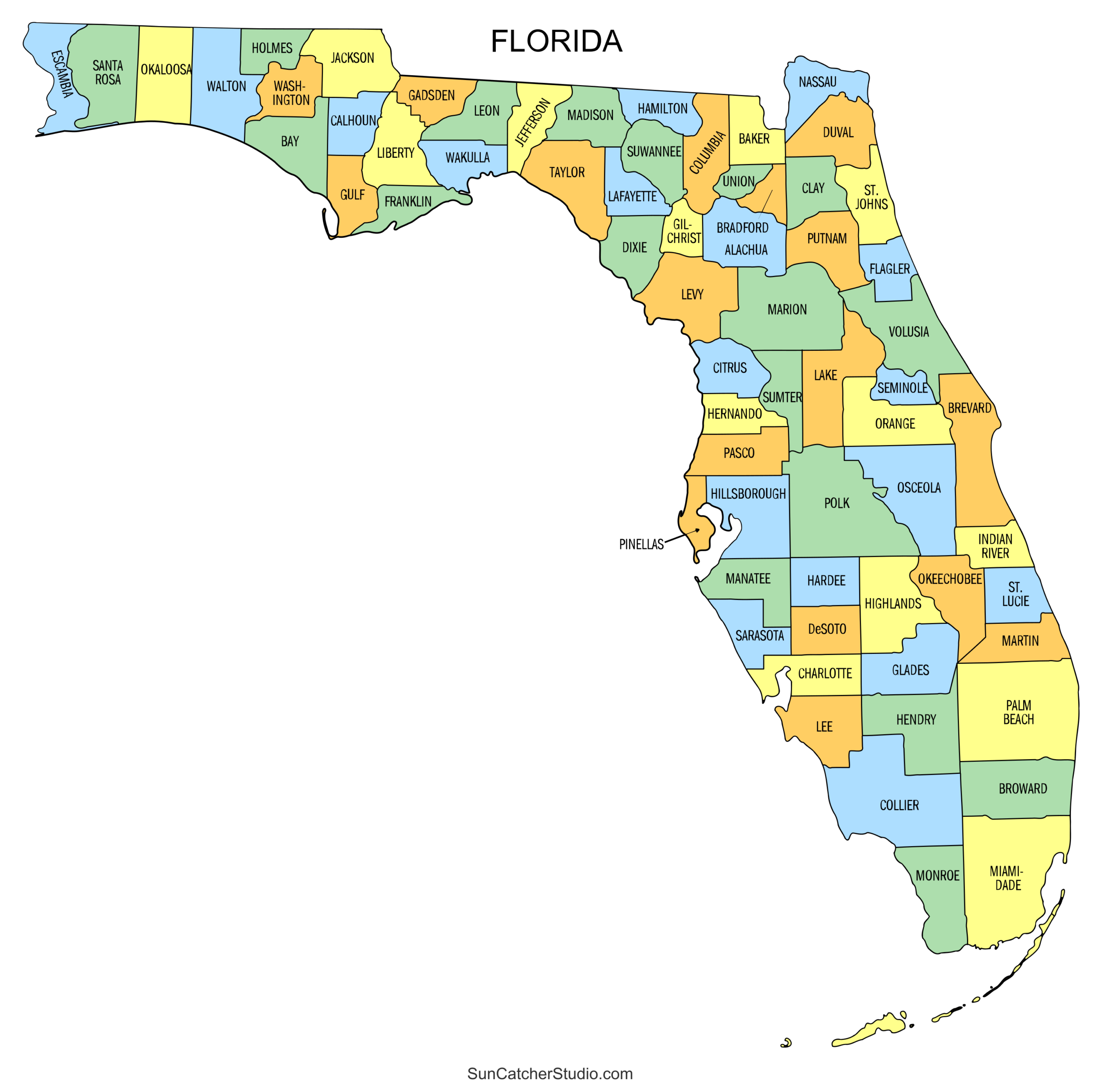 Florida County Map Printable State Map With County Lines Free Printables Lettering SVG Files Tools Apps