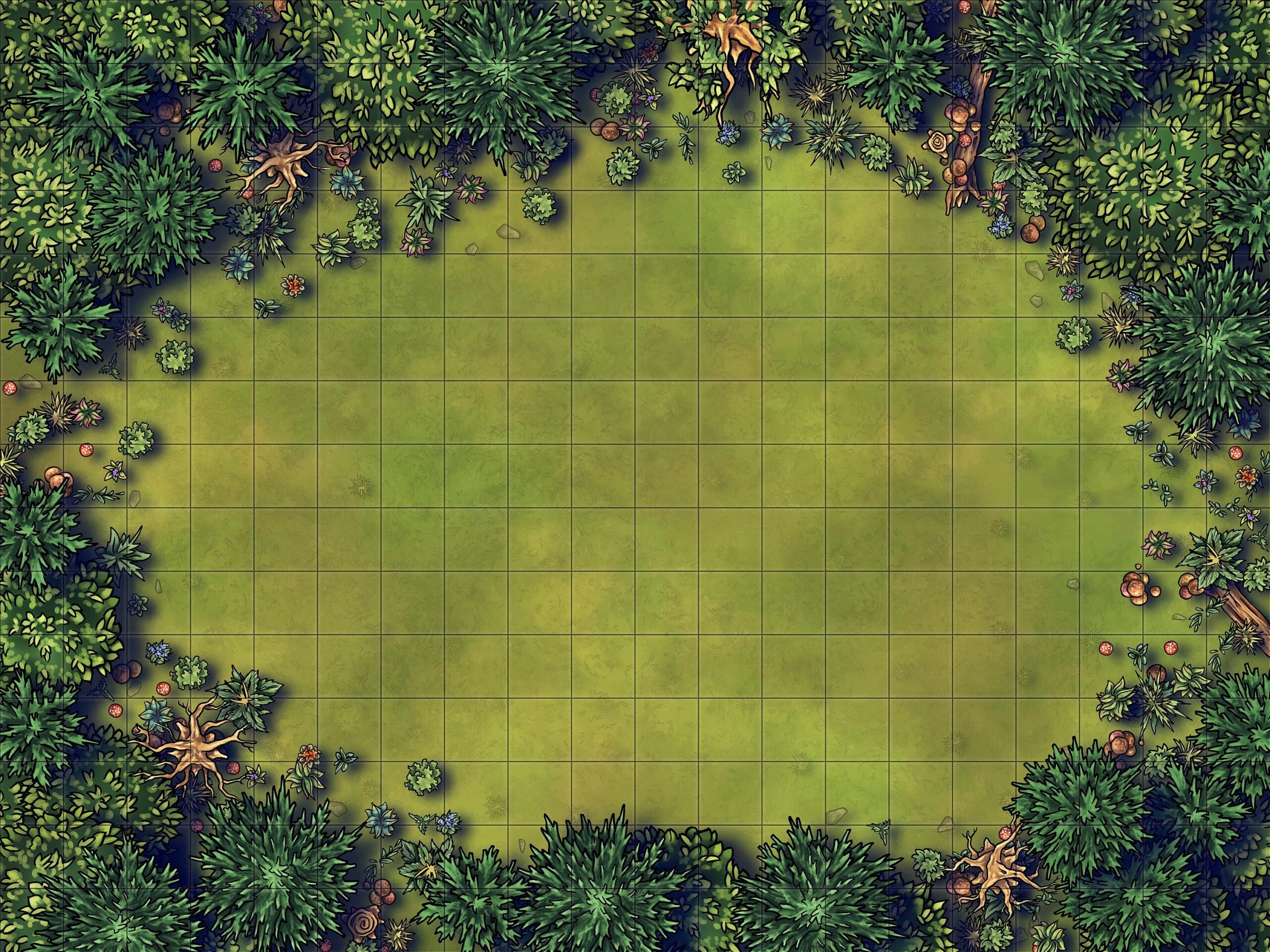 Forest Clearing Battle Map For D D Night And Day Printable RPG Map Digital TTRPG Fantasy Map For Tabletop Games Roll20 5e VTT Etsy