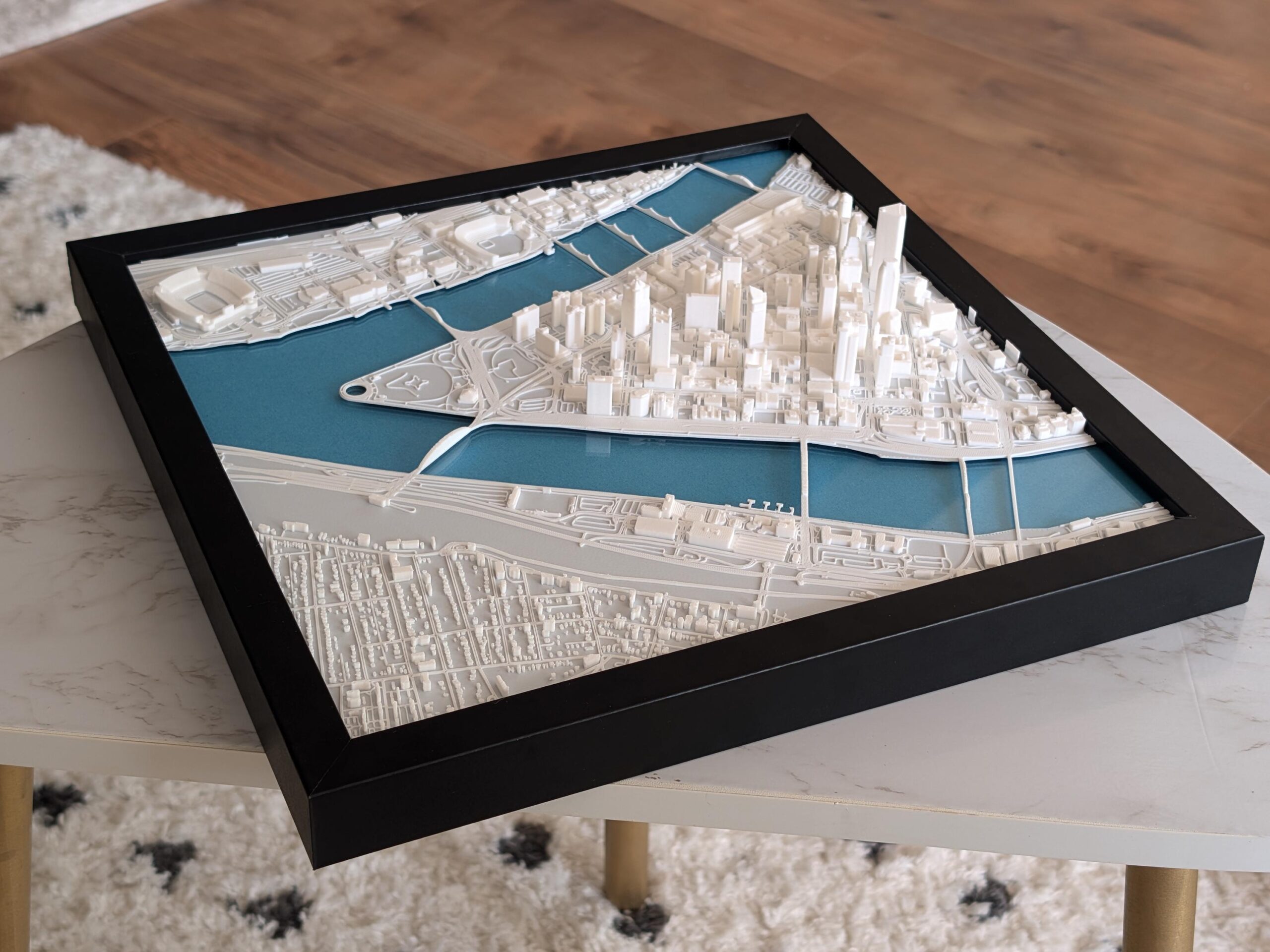 Framed 3D Pittsburgh City Map Skyline Art Decor Etsy