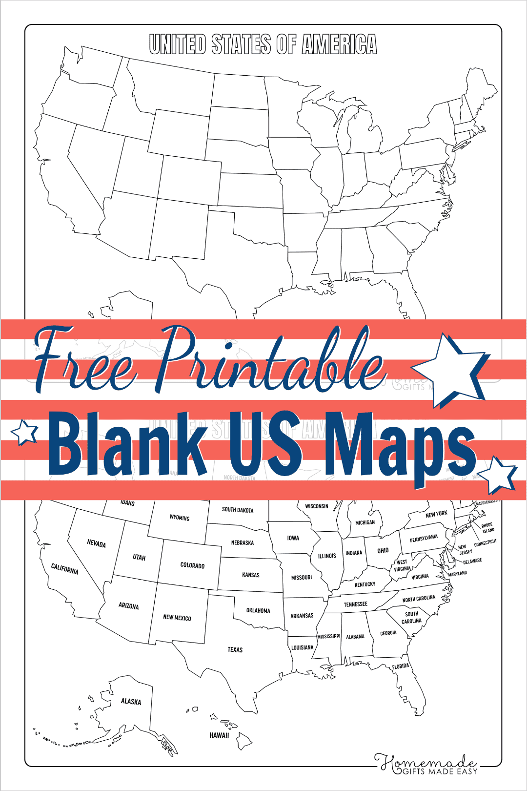 Free Printable Blank US Map PDF Download Worksheets Library