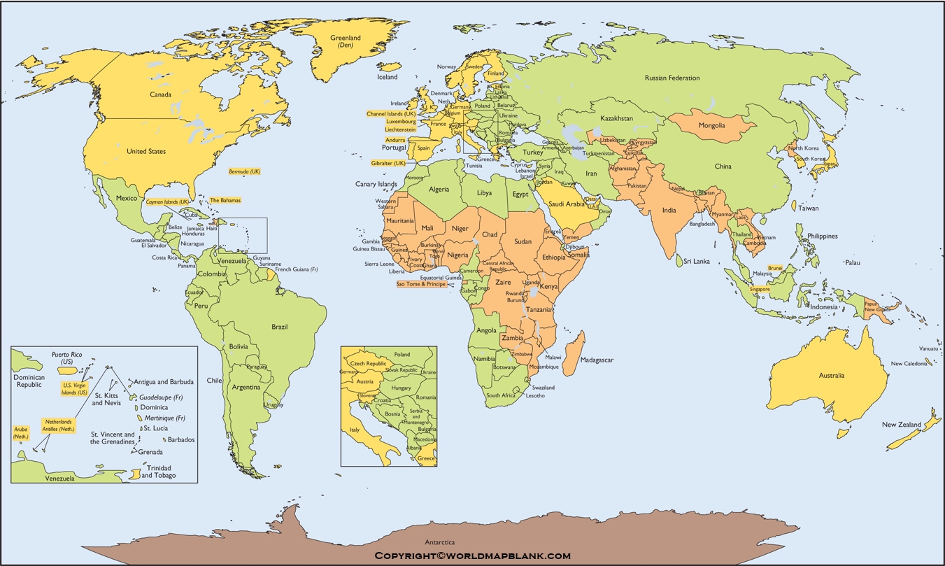 Free Printable World Map With Country Name List In PDF World Map Blank