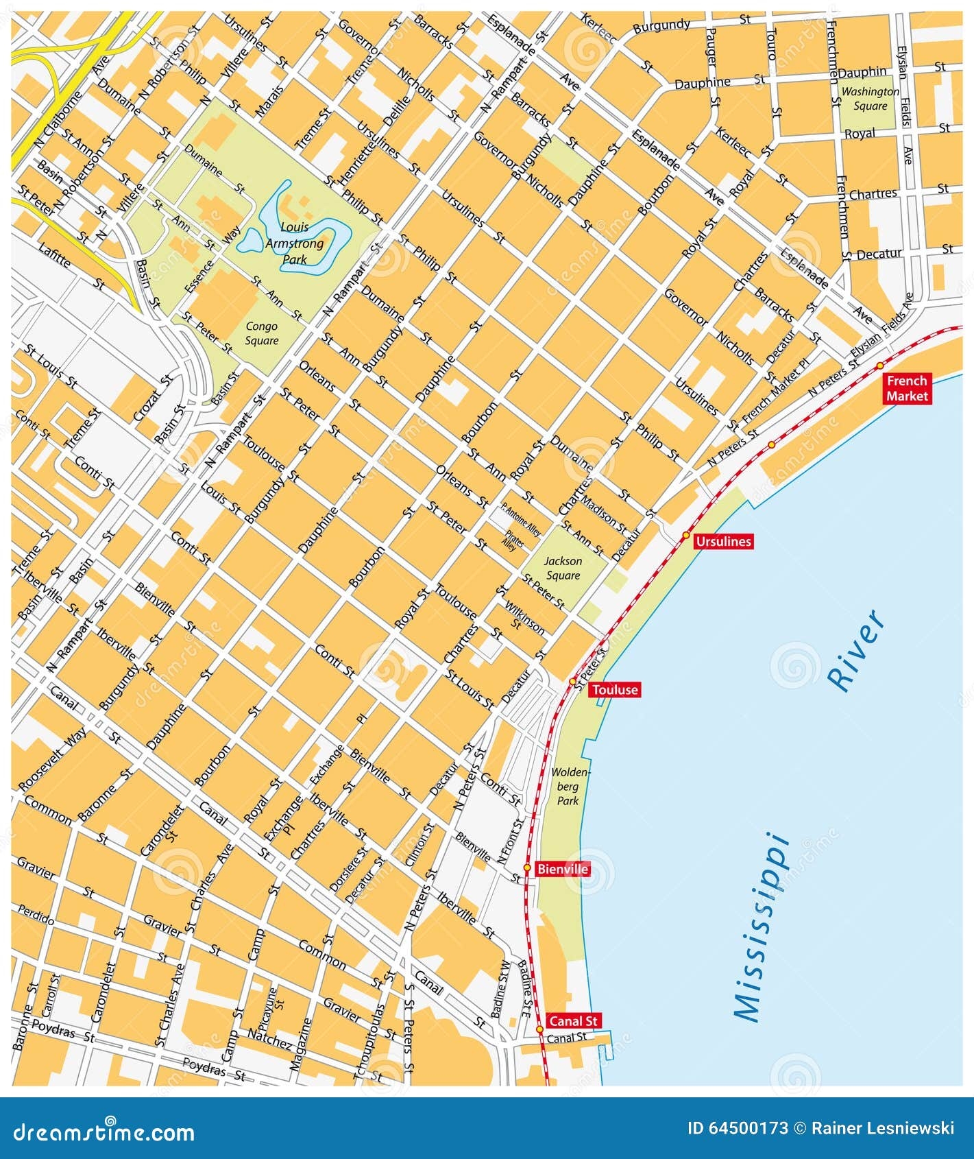 French Quarter Map New Orleans Stock Illustration Illustration Of Outline United 64500173