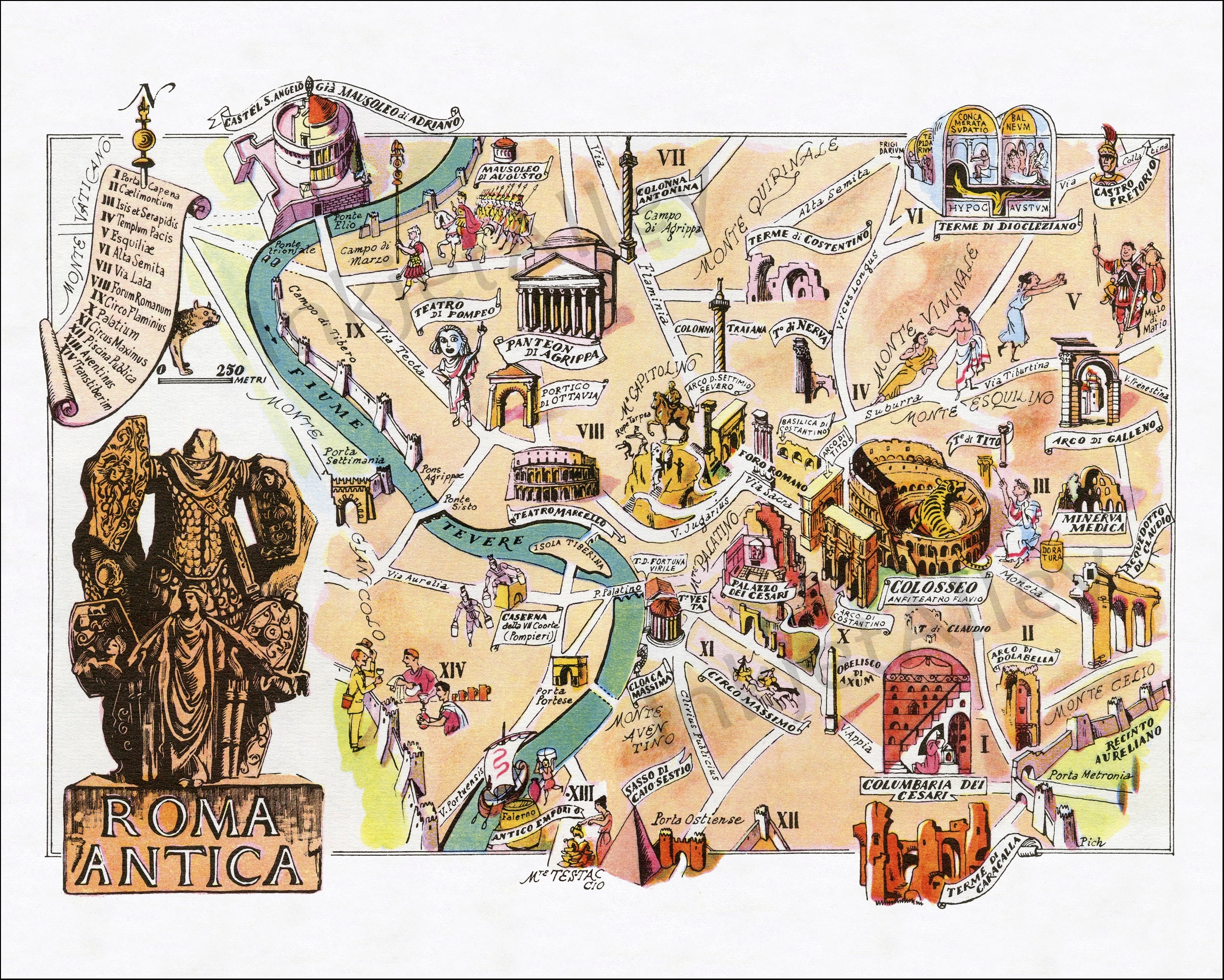 Fun Map Of Italy Ancient Rome Digital Download PRINTABLE Vintage Pictorial Old Illustration Italian Wall Art Gift Travel Adventure Map Etsy