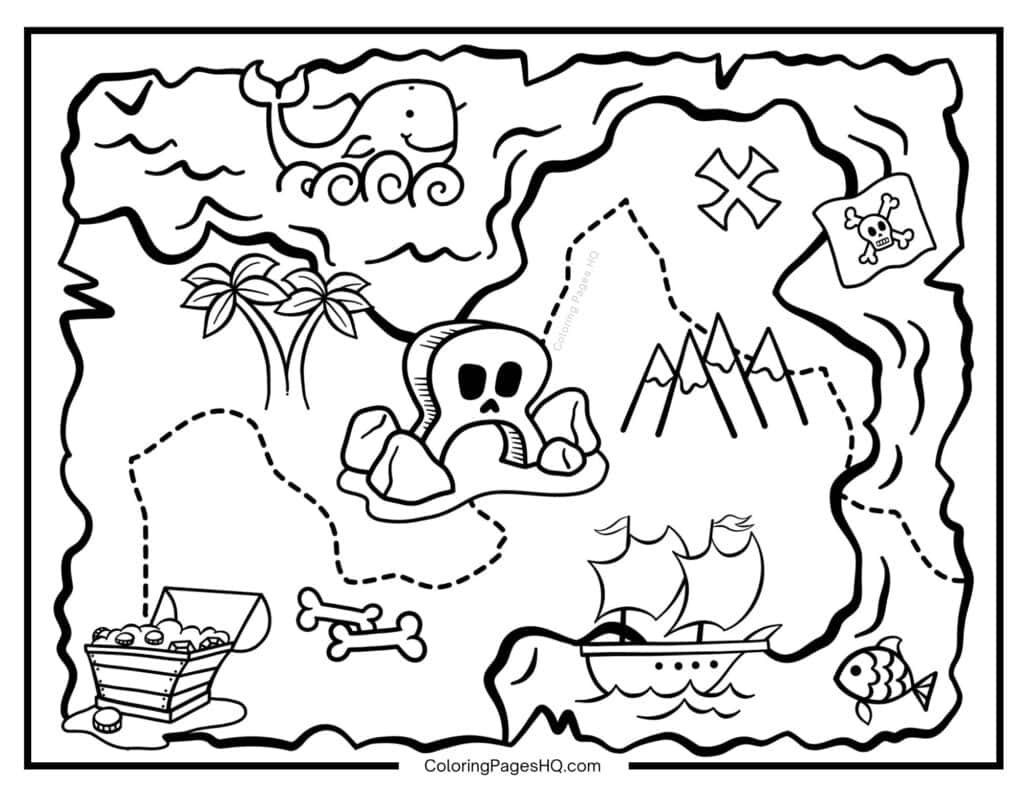 Fun Treasure Map Coloring Maps Free PDF Printables Coloring Pages HQ
