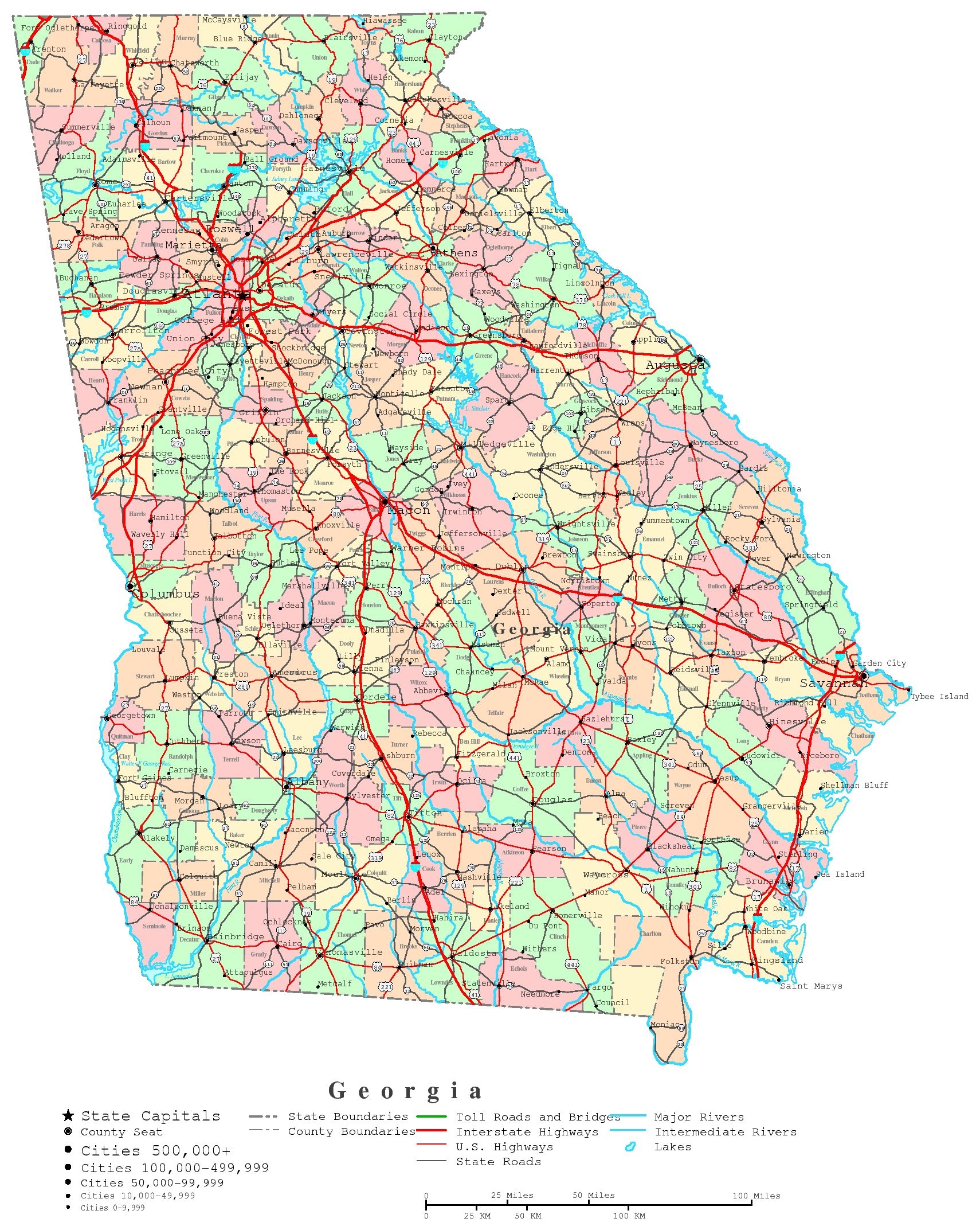 Georgia Printable Map