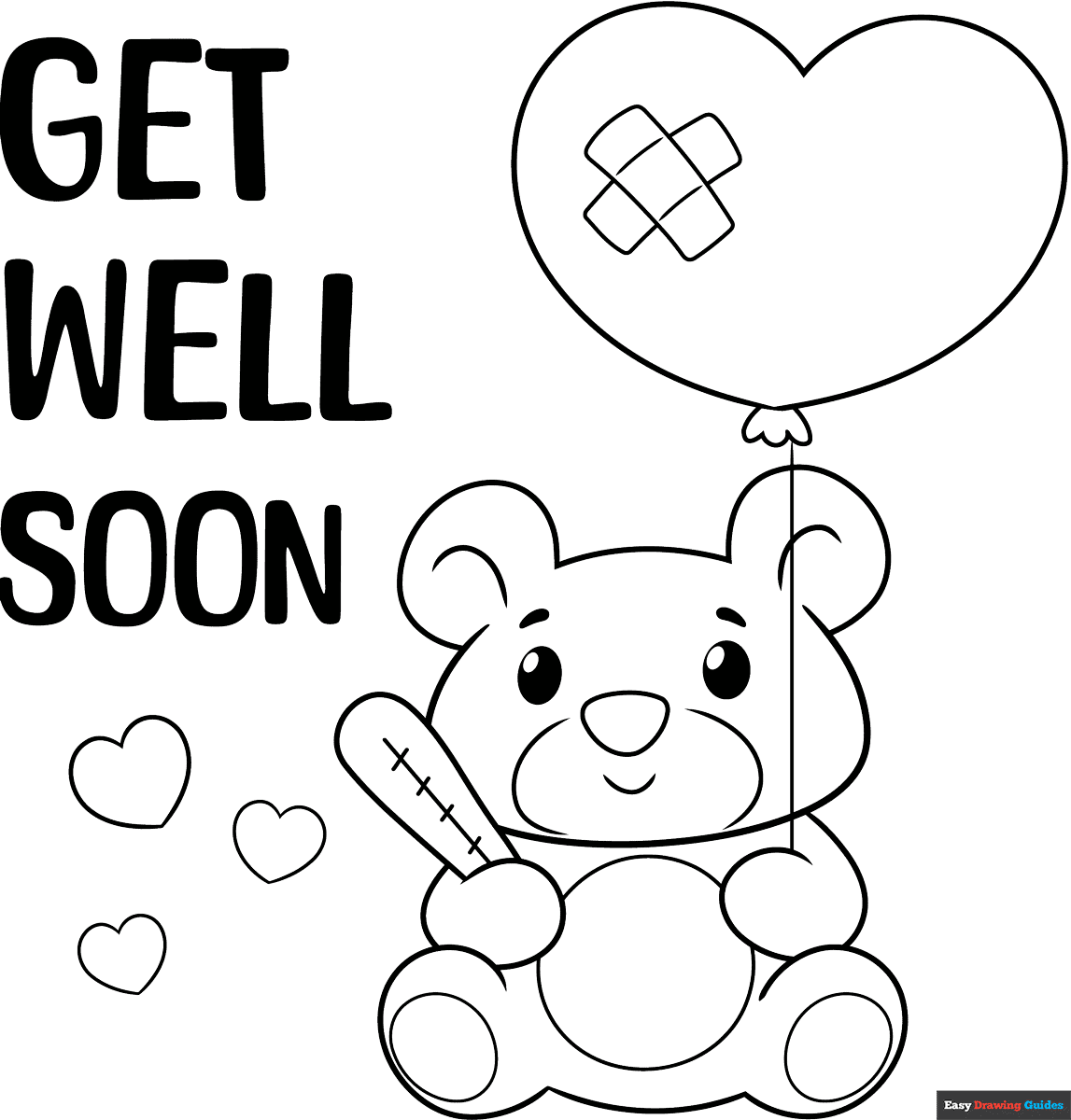 Get Well Soon Card Coloring Page Easy Drawing Guides