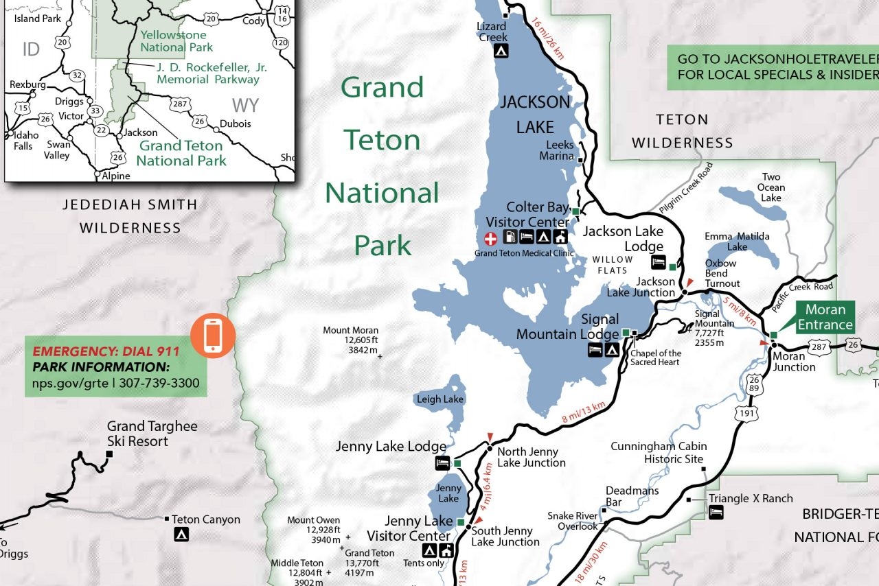 Grand Teton Yellowstone National Park Map Jackson Hole Traveler