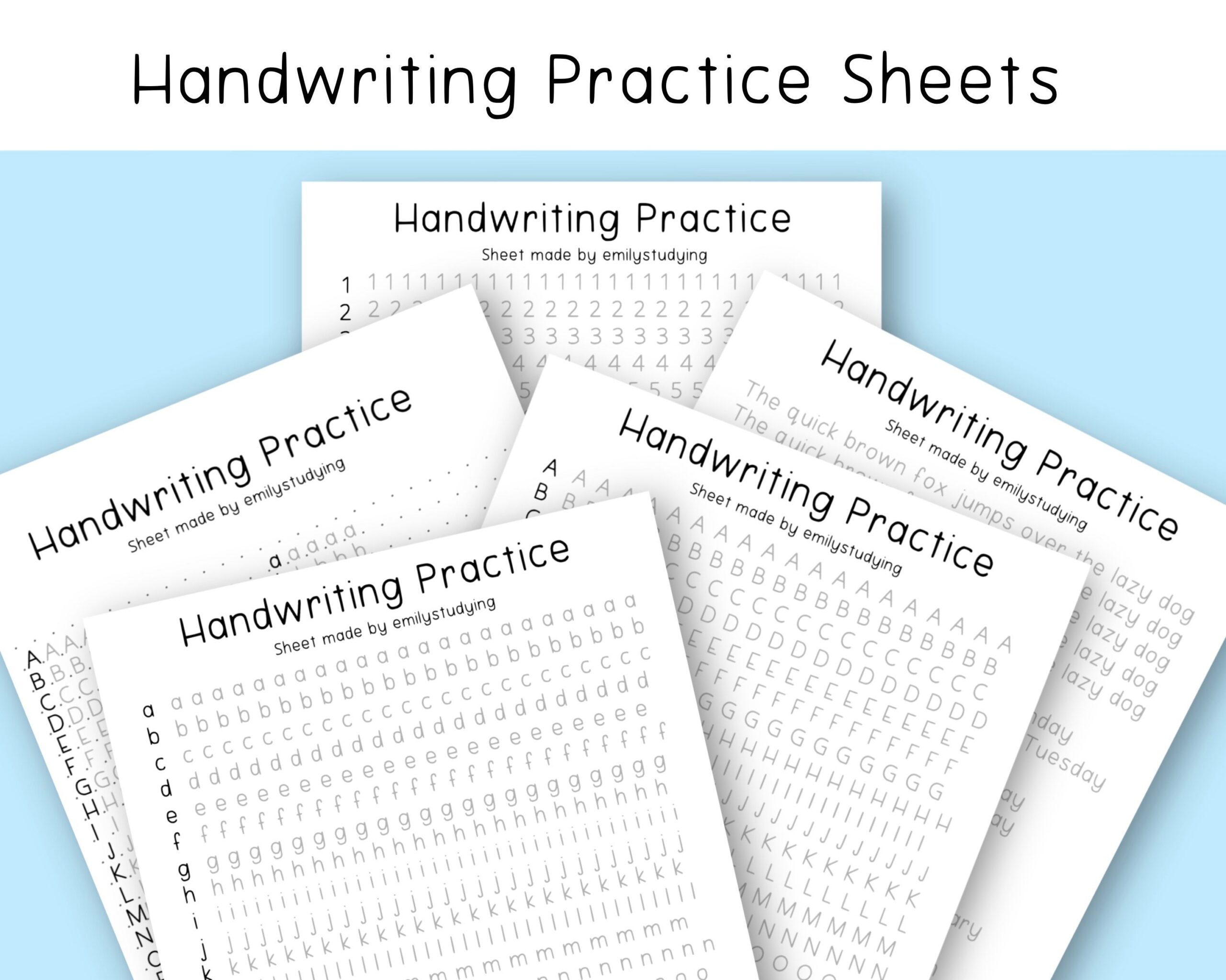 Handwriting Practice Sheets Etsy
