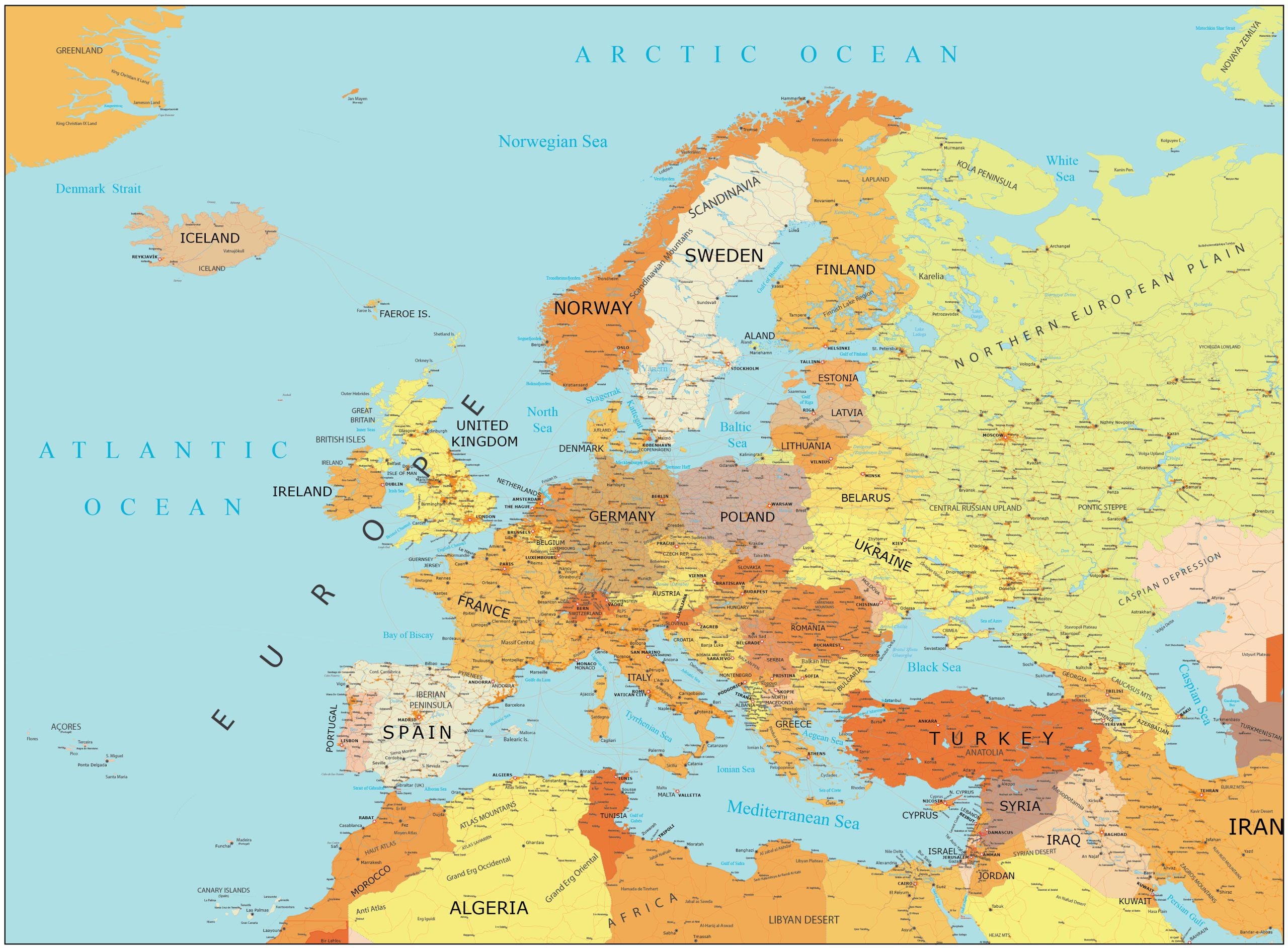 High Resolution Europe Map GIS Geography