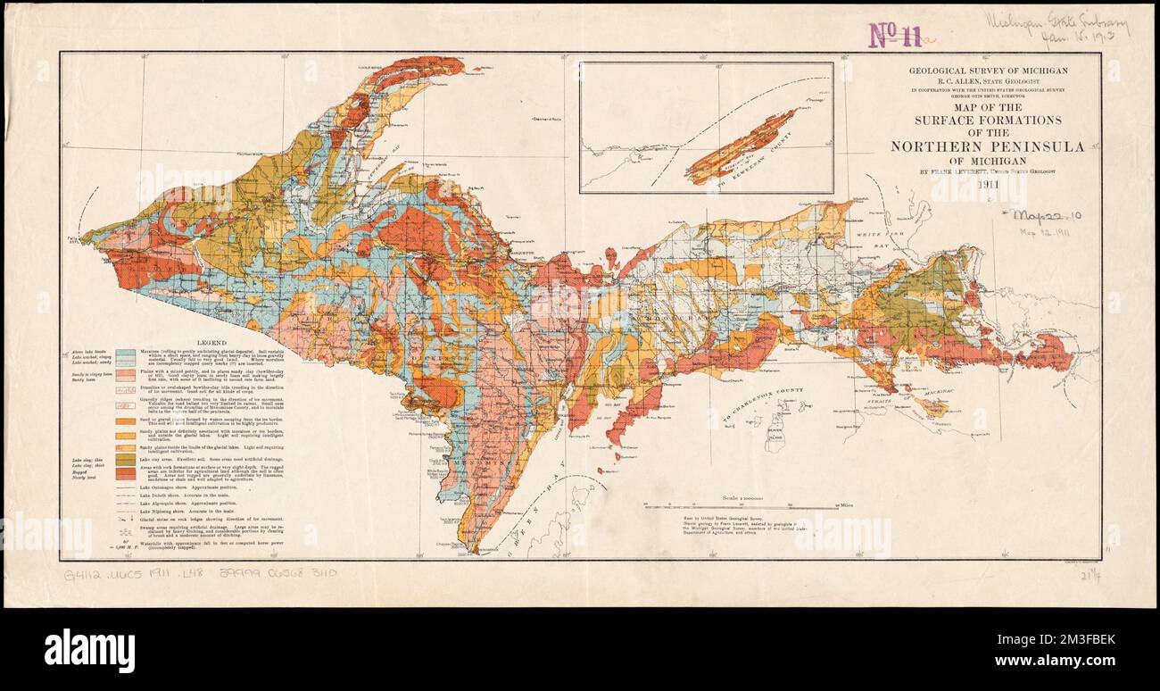Historic Upper Peninsula Michigan Map Hi res Stock Photography And Images Alamy